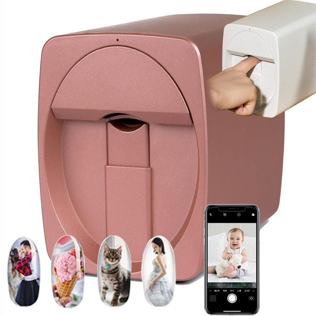 Impresora de Uñas 3D GEHPYYDS con WiFi y APP, Portátil para Nail Art 3D Nail Printer Machine