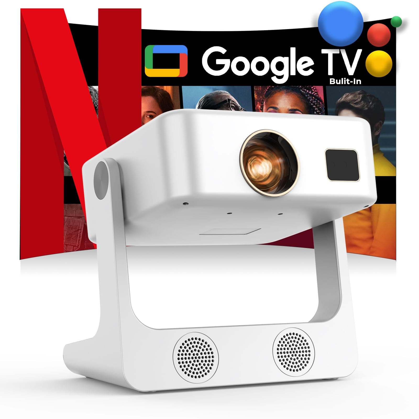 Sovboi S61Pro Proyector 2000 ANSI, Android/Google TV, 1080p nativo, 4K support, 180° stand, Wi-Fi 6