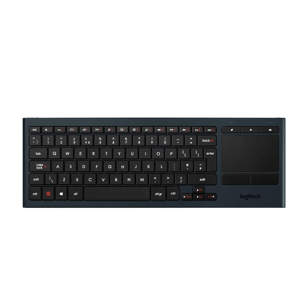 Logitech K830 Teclado Iluminado para Sala de Estar con Panel Táctil Integrado - Teclas de Medios de Acceso Fácil y Teclas de Acceso Directo para Windows o Android 920-007182