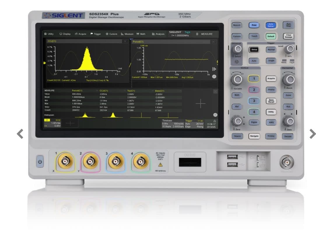 SIGLENT SDS2104X Plus Osciloscopio Digital Super Phosphor 100 MHz 4 canales, 2 GSa/s, 200 Mpts, pantalla 10.1"