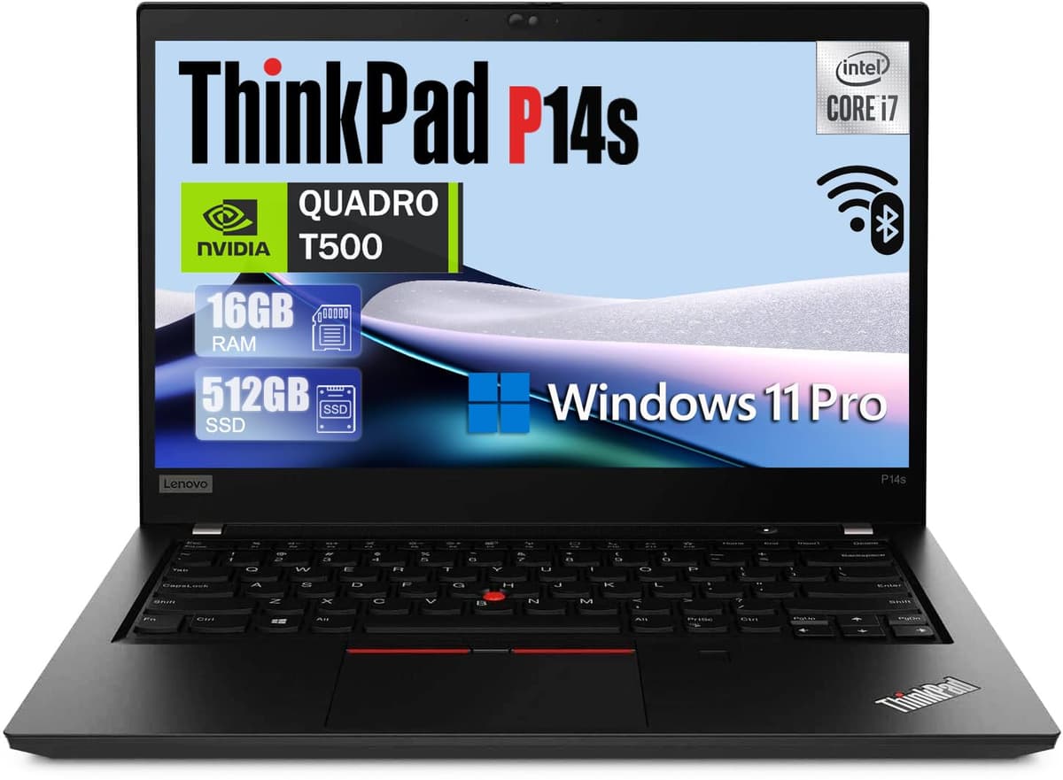 Lenovo ThinkPad P14s Gen 2 Estación de Trabajo Móvil 14" FHD, Intel Core i7-1185G7, 16GB DDR4, 512GB SSD, NVIDIA Quadro T500, Lector de Huellas, HDMI 2.0, Windows 11 Pro (Reacondicionado)