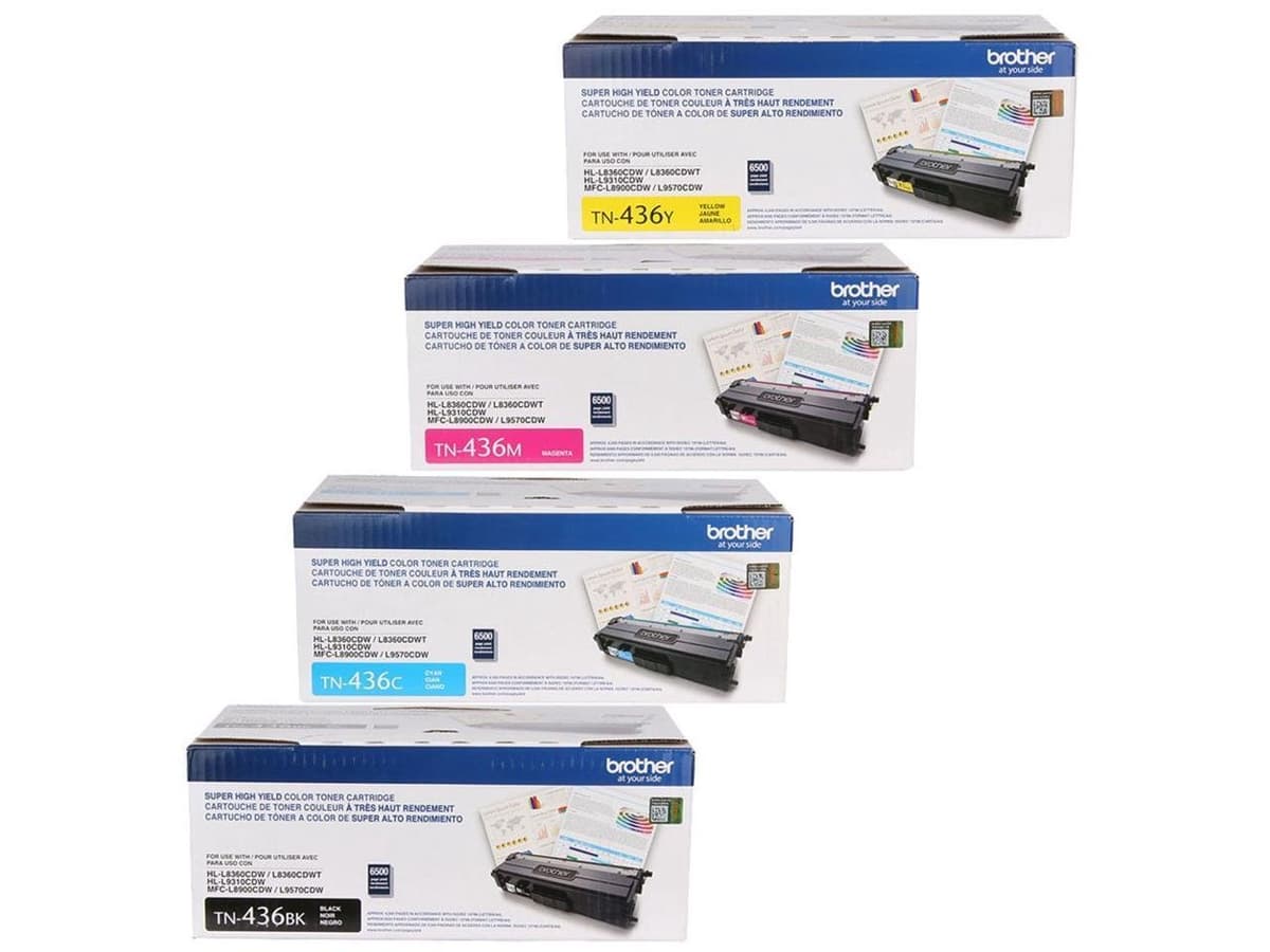 Brother TN436 Juego de cartuchos de tóner Super High Yield (6,500 páginas) 4-Pack