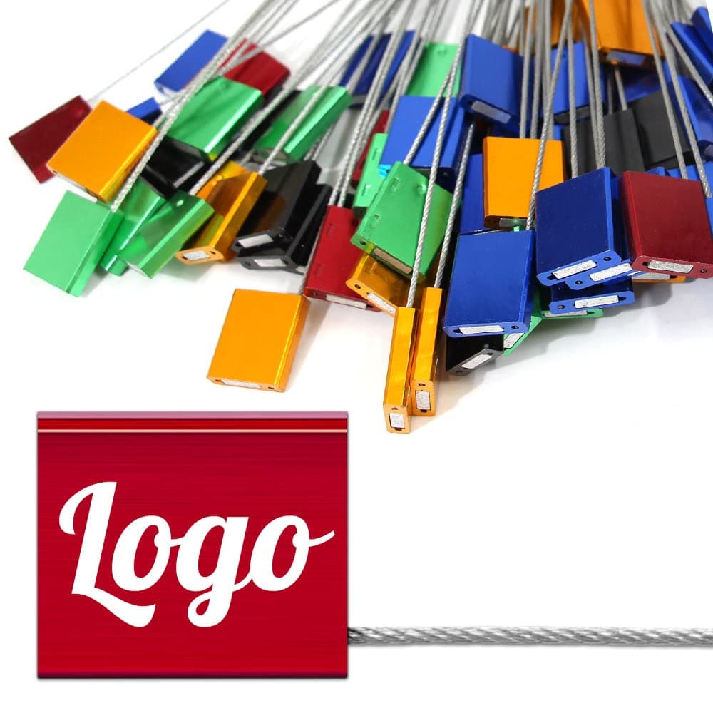 POBSUIER 1000pcs Sellos de Seguridad de Acero Personalizables con Cable y Cuerpo de Aleación de Aluminio AL-SEAL-RED-1000