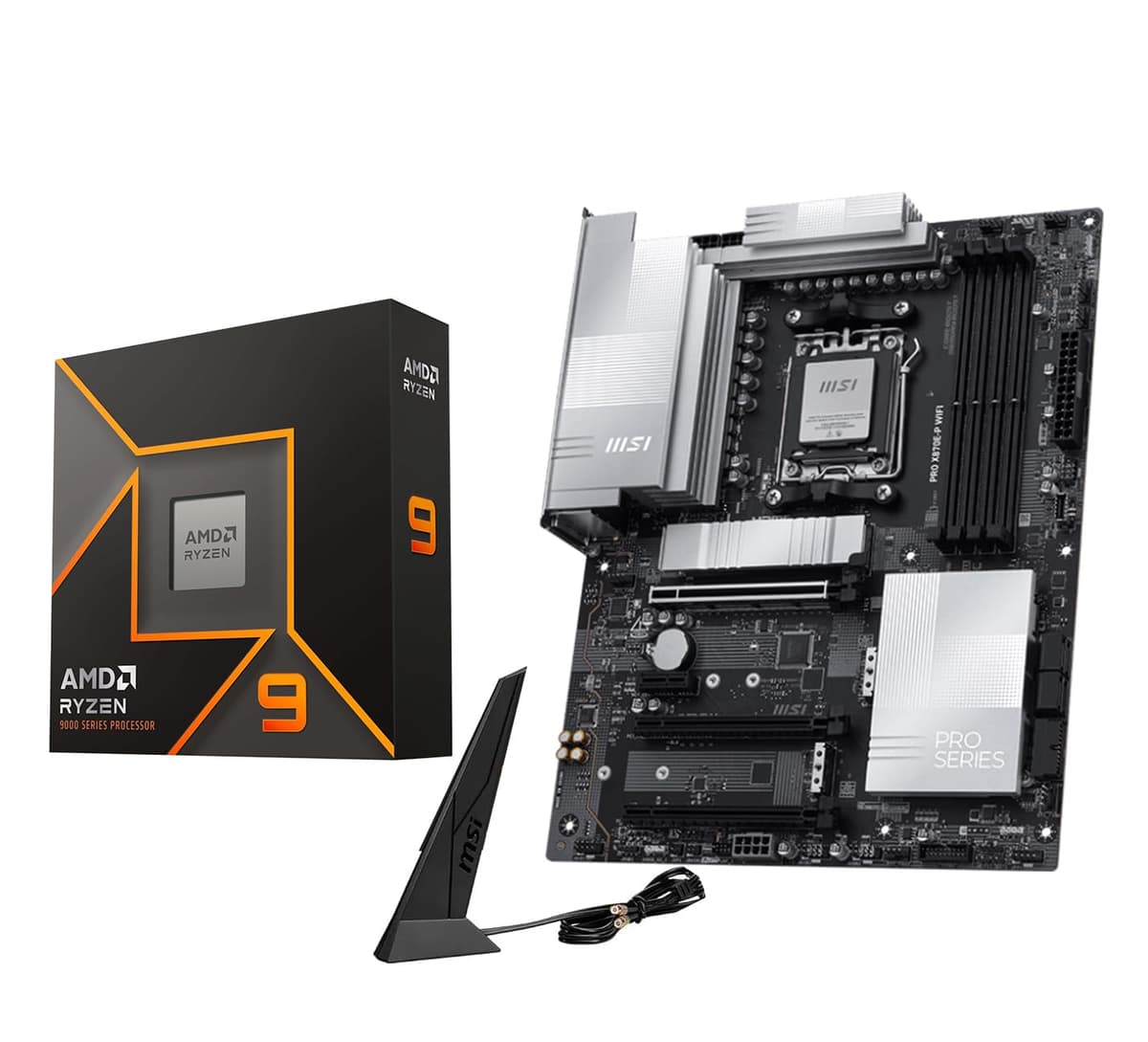 MICRO CENTER Procesador AMD Ryzen 9 9950X con Placa Madre MSI PRO X870E-P WiFi (ATX, AM5, DDR5, PCIe 5.0 x16, M.2 Gen5, Wi-Fi 7) 9950XPROX870E-PWIFI