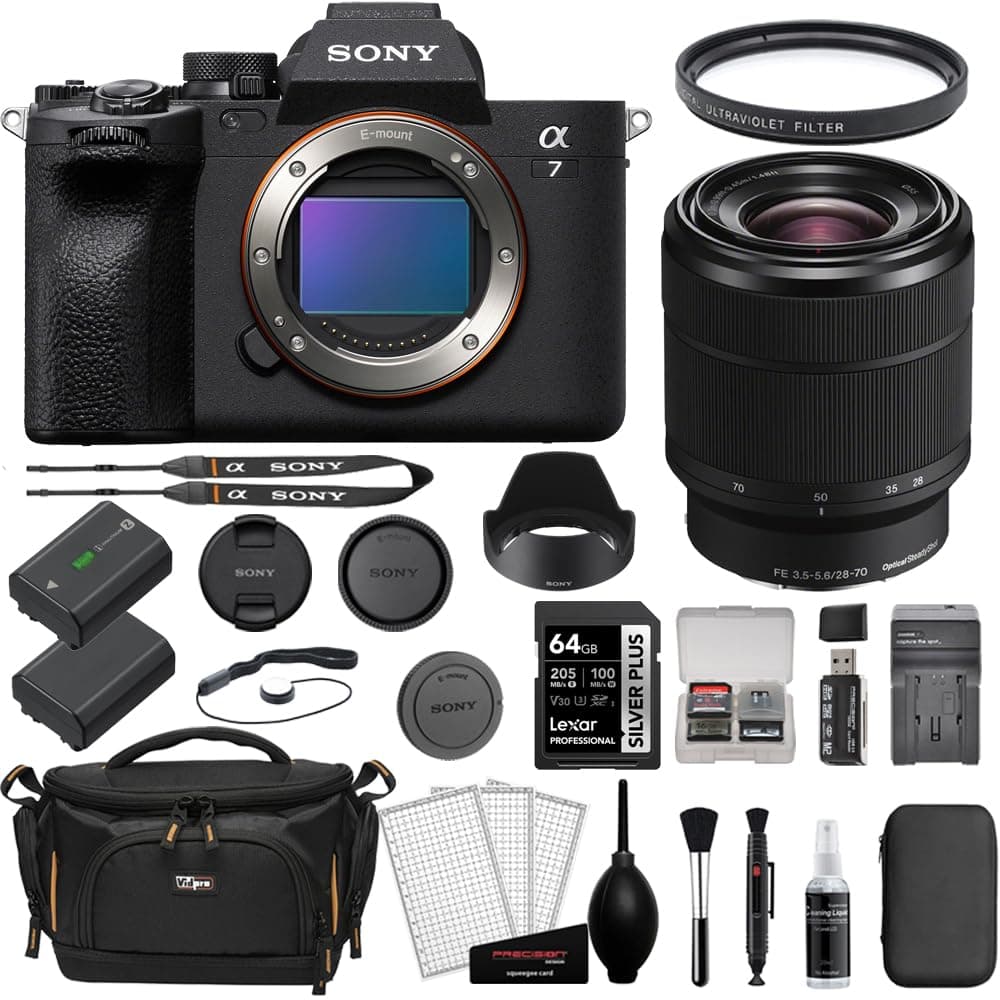 Sony Alpha a7 IV Mirrorless Camera con lente 28-70mm y kit de 12 accesorios BSONILCE7M4KB-006B