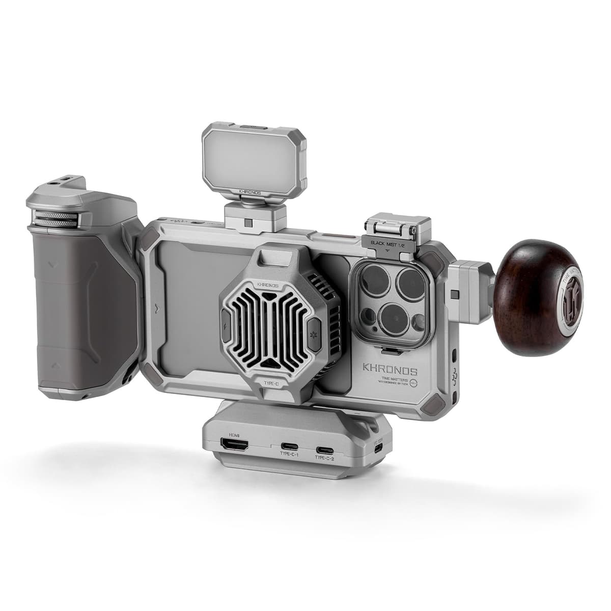 Tilta Khronos Ultimate Kit para iPhone 15 Pro Max (Titanium White) con sistema de enfriamiento, luz LED y soporte SSD TK-IP15-PM KITS