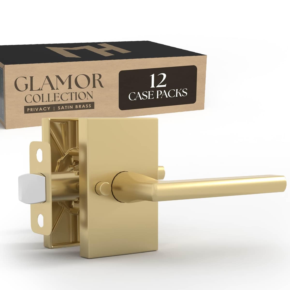 Mega Handles Glamor Palanca de Privacidad en Satin Brass - Paquete de 12 GLAMOR-PR-SB-12CASE