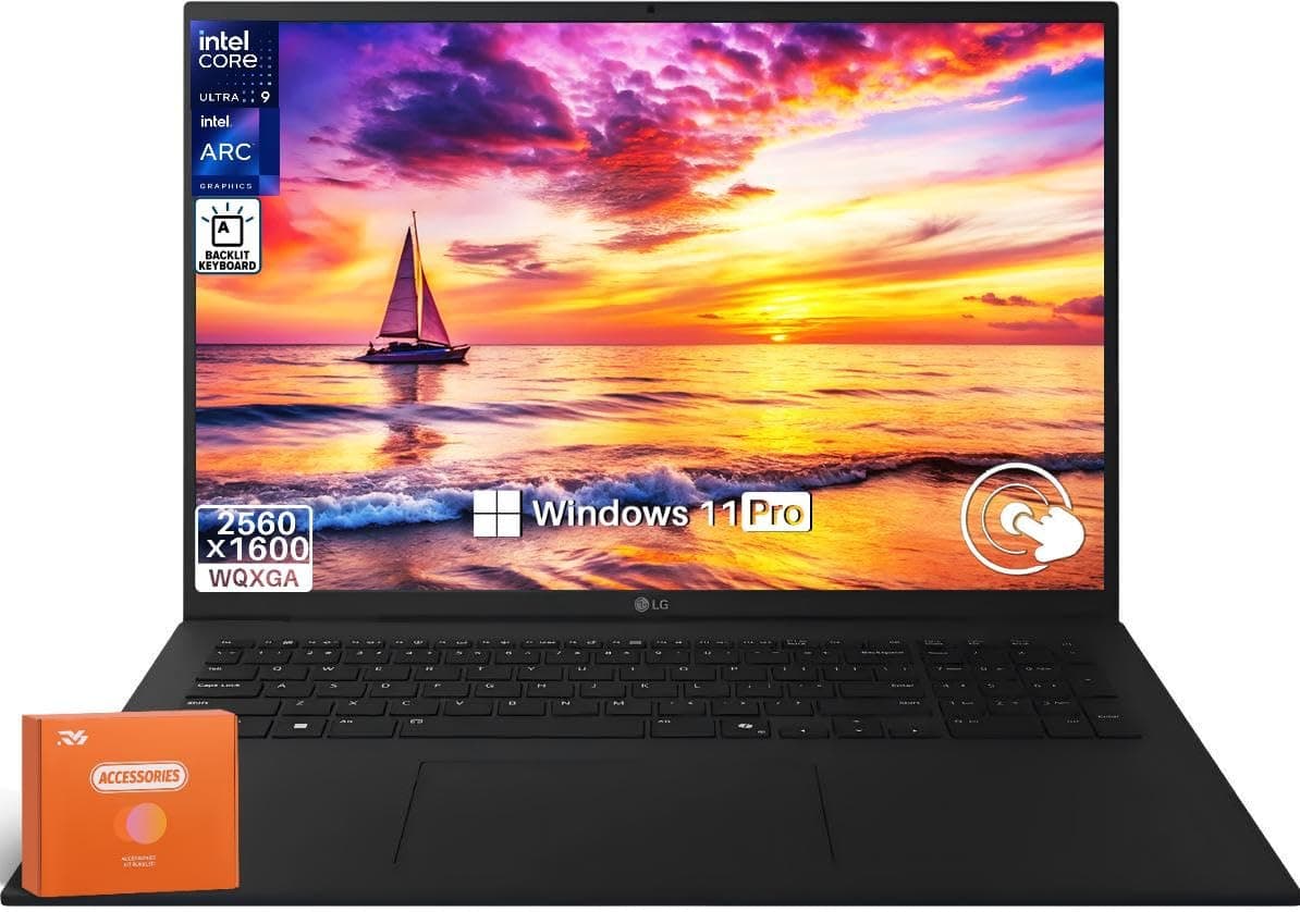 LG gram 17” con pantalla táctil (2025) - PC con AI Copilot+ - Intel Ultra 9 288V, 32 GB RAM LPDDR5X, SSD 4 TB, pantalla táctil 17” WQXGA (2560x1600), gráficos Intel Arc, Wi-Fi 7, teclado retroiluminado, Windows 11 Pro 17Z90TL-H.AUB8U3