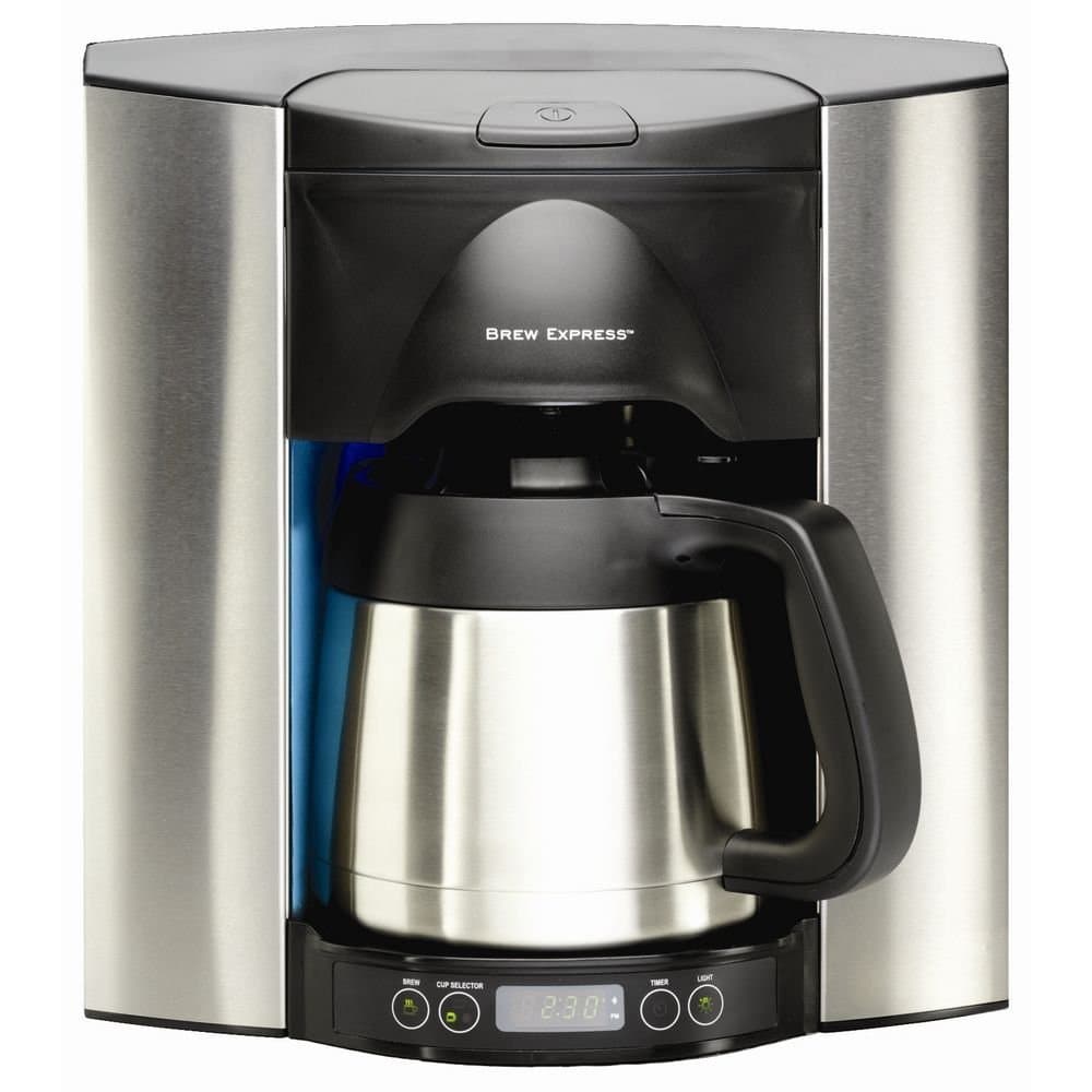 Brew Express BE-110-BS Cafetera Empotrable de 10 Tazas, Autoabastecimiento de Agua, Acero Inoxidable