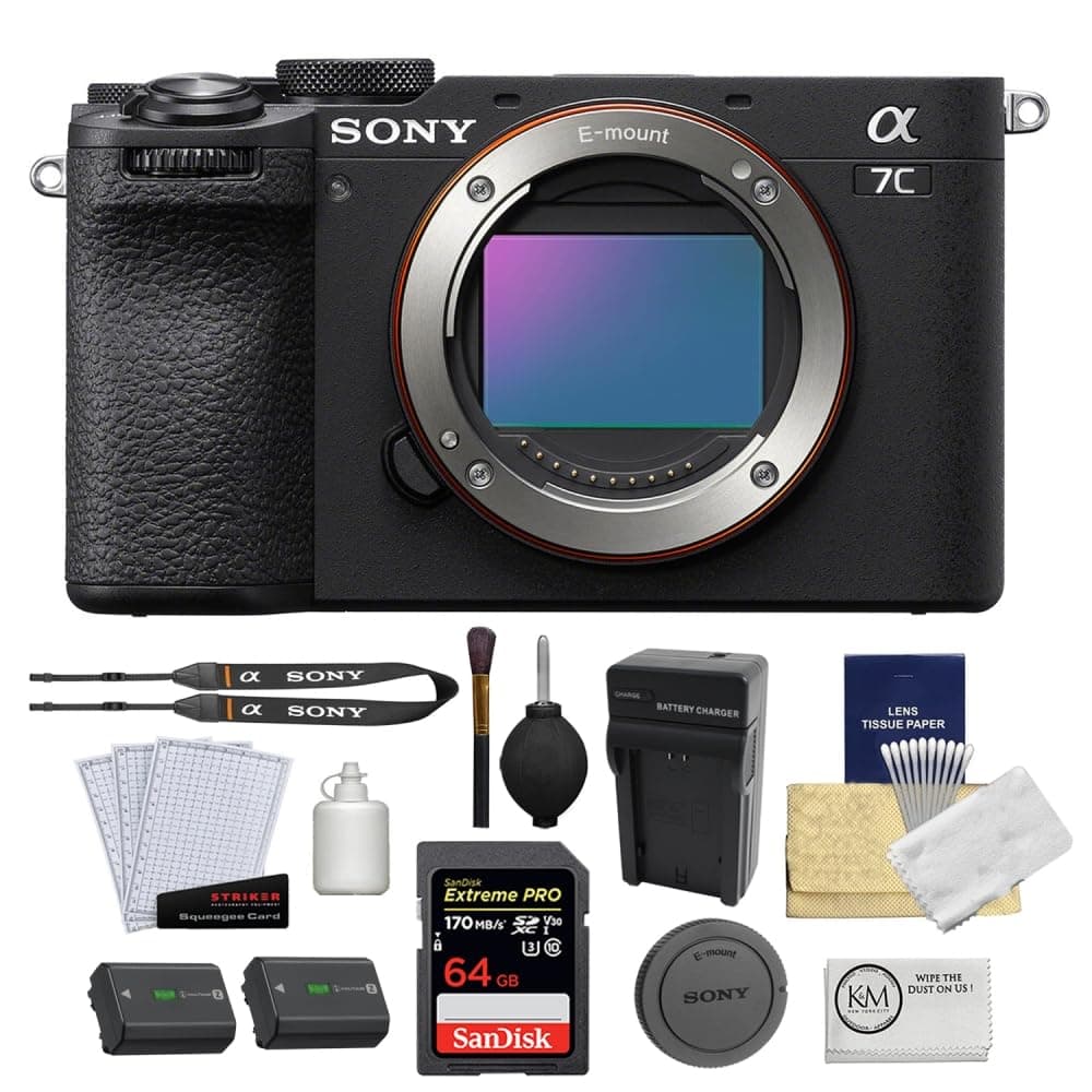 Sony a7C II Mirrorless Camera Body | Black Bundle con 64GB, Batería, Cargador y Accesorios BSONILCE7CM2B-001