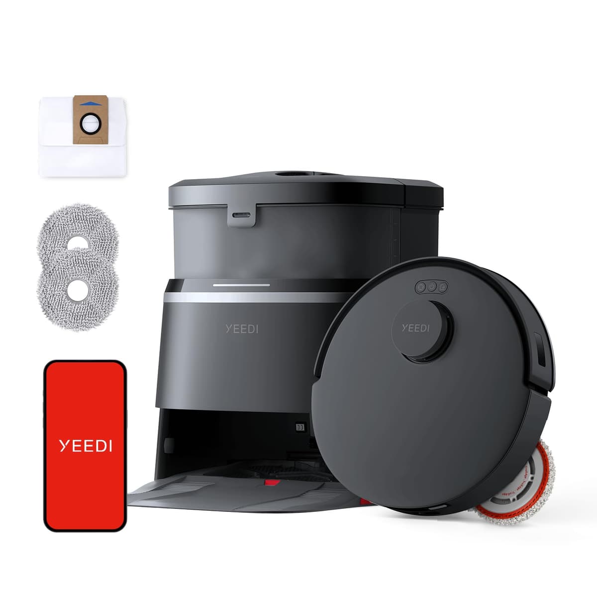 Yeedi M12 PRO+ Robot Vacuum and Mop con Mini Omni Station, Auto-Lift Mopping, Negro