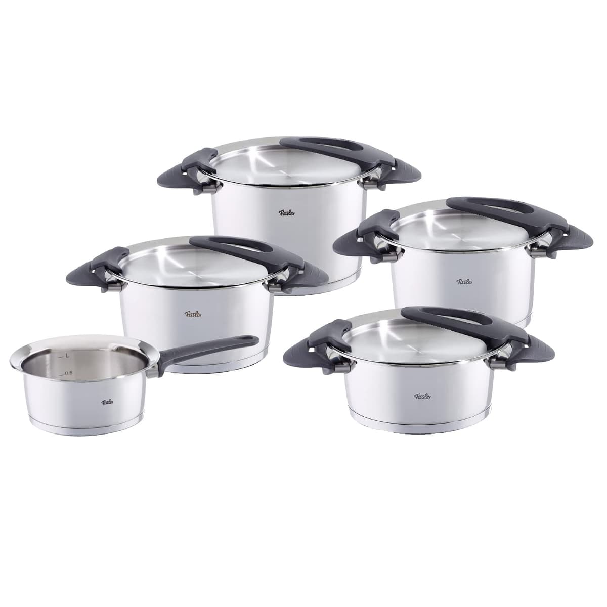Fissler Intensa Juego de ollas 9 piezas - acero inoxidable con tapas metálicas, apto para inducción 016-118-05-000/0