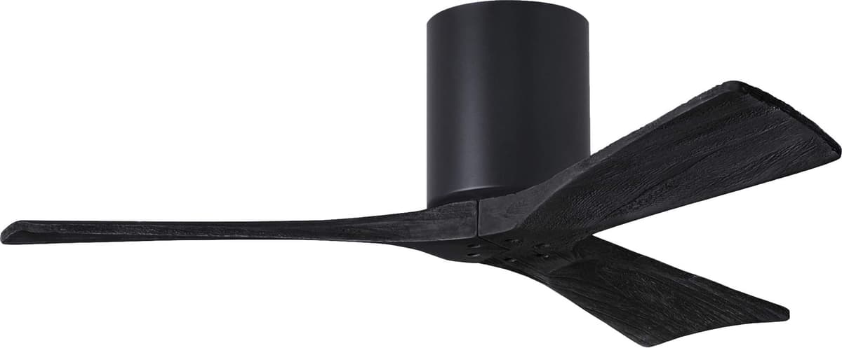 Matthews IR3H-BK-BK-42 Irene Ventilador de Techo Empotrable Resistente a la Humedad de 42" con Control Remoto y Control de Pared, Motor DC Silencioso, 3 Aspas de Madera Maciza, Negro Mate