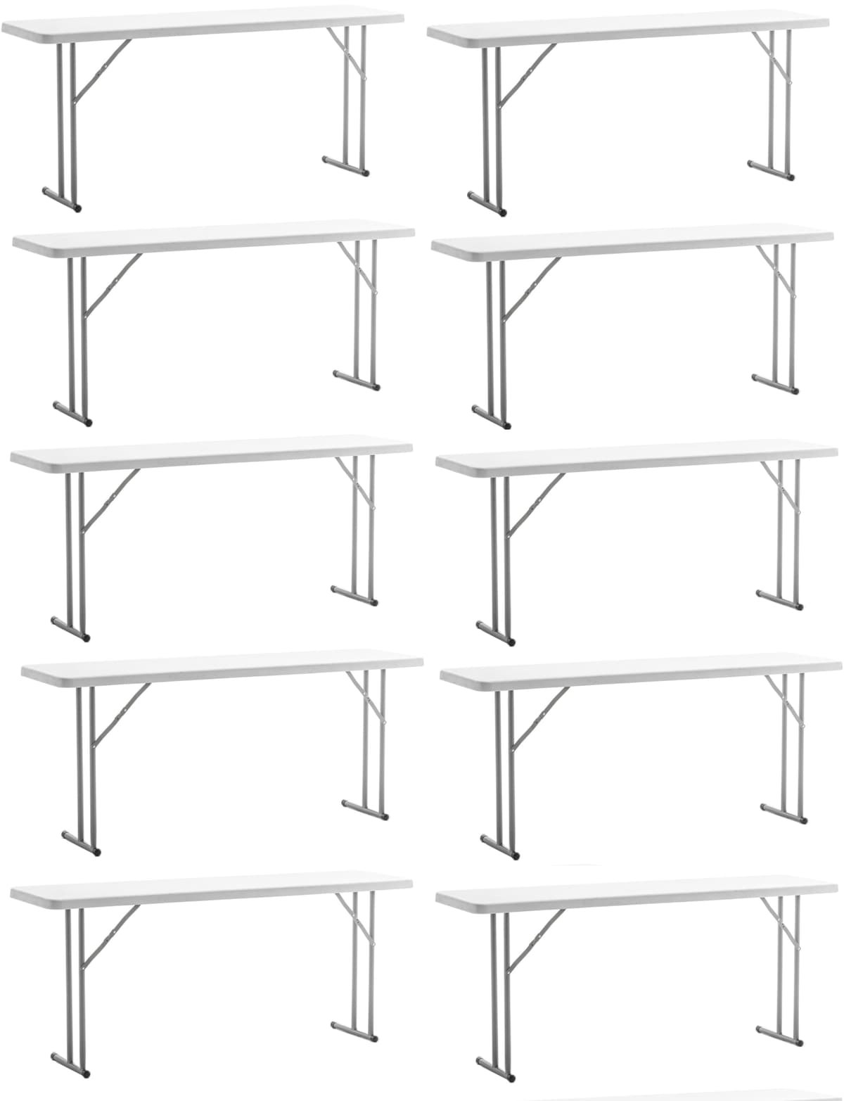 BTEXPERT Mesa Plegable Seminario 6-Foot 72" x 18" x 29" Blanca Set de 10 AM5233-10
