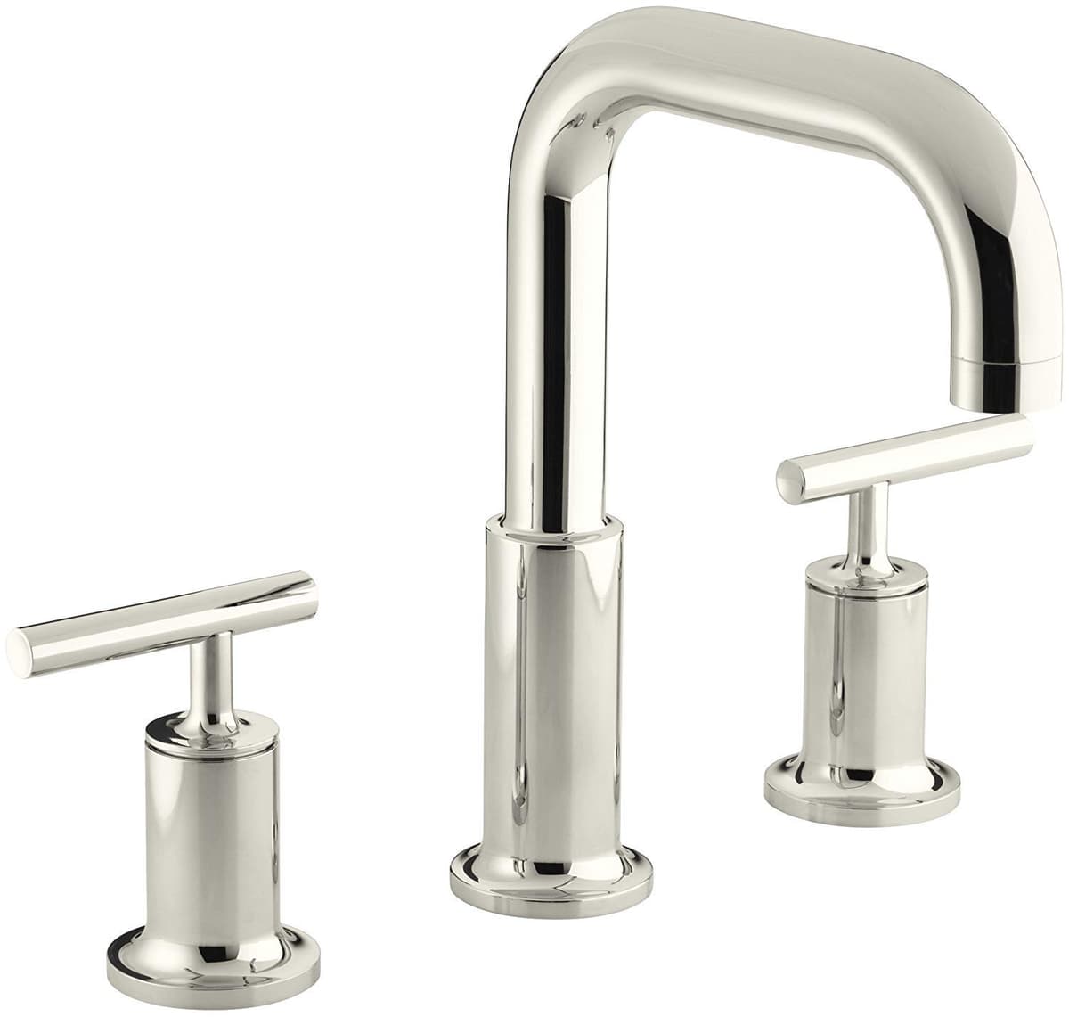 Kohler Purist T14428-4-SN grifería para bañera de cubierta, dos manijas, Vibrant níquel cepillado