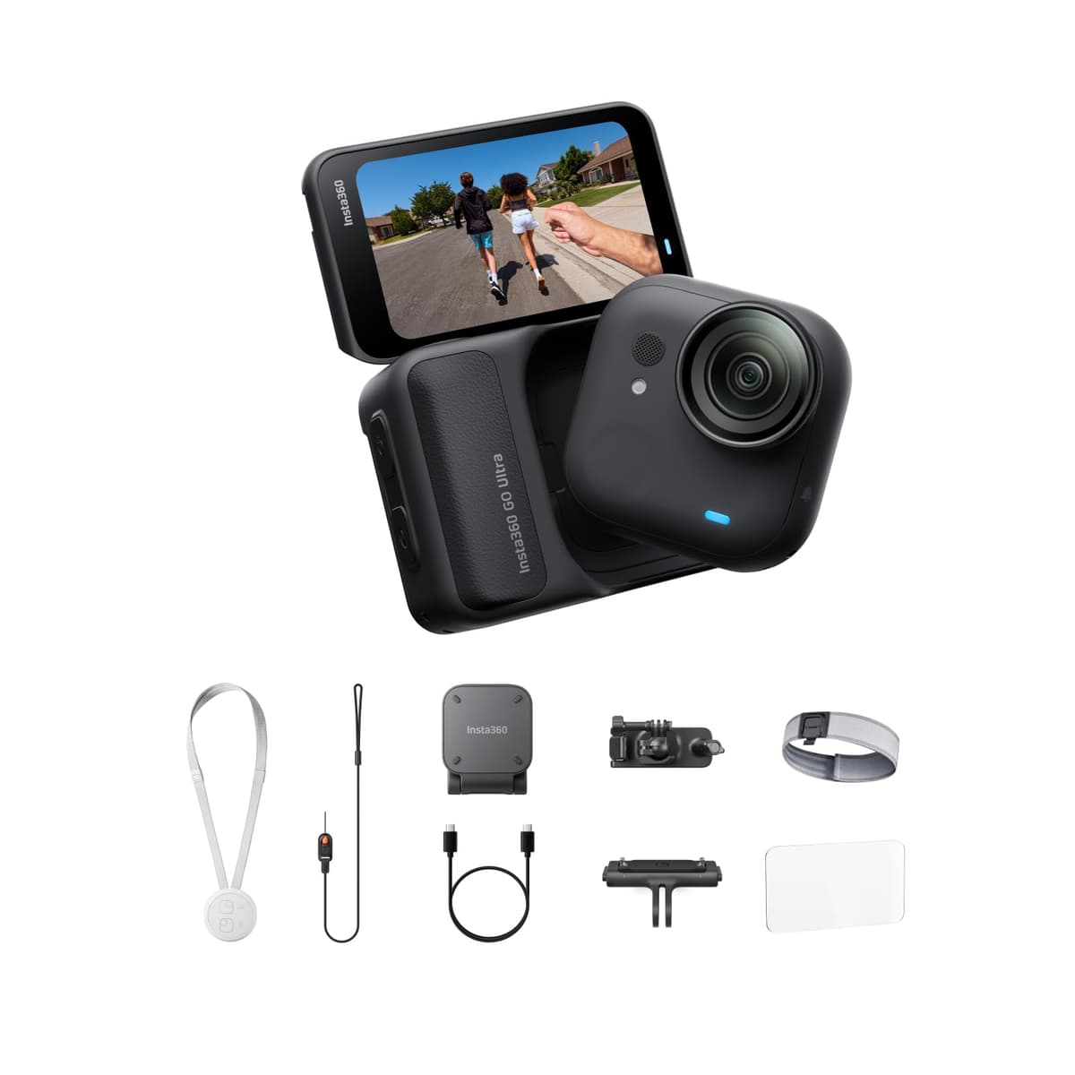 Insta360 GO Ultra Kit para Correr - Cámara Vlog 4K Pequeña, Manos Libres, POV, Sensor 1/1.28", 53 g Ligera, Campo de Visión 156°, 200 min de Batería, Cámara de Acción Magnética Usable para Deportes y Vlogs CINSABEA