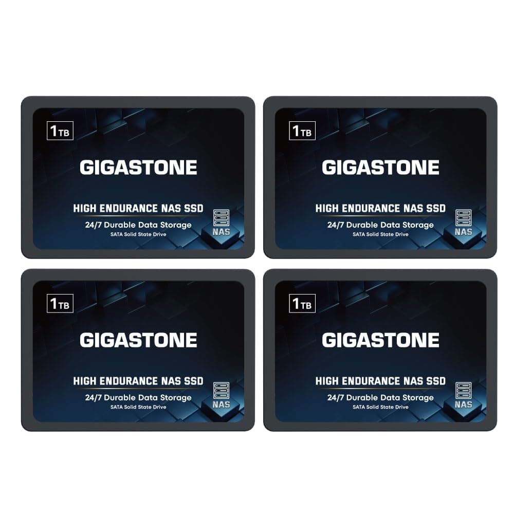 Gigastone NAS SSD 1TB (Pack de 4) 2.5" SATA, TLC, 24/7 para RAID GS-SSD-NAS-1TB-4PK-B