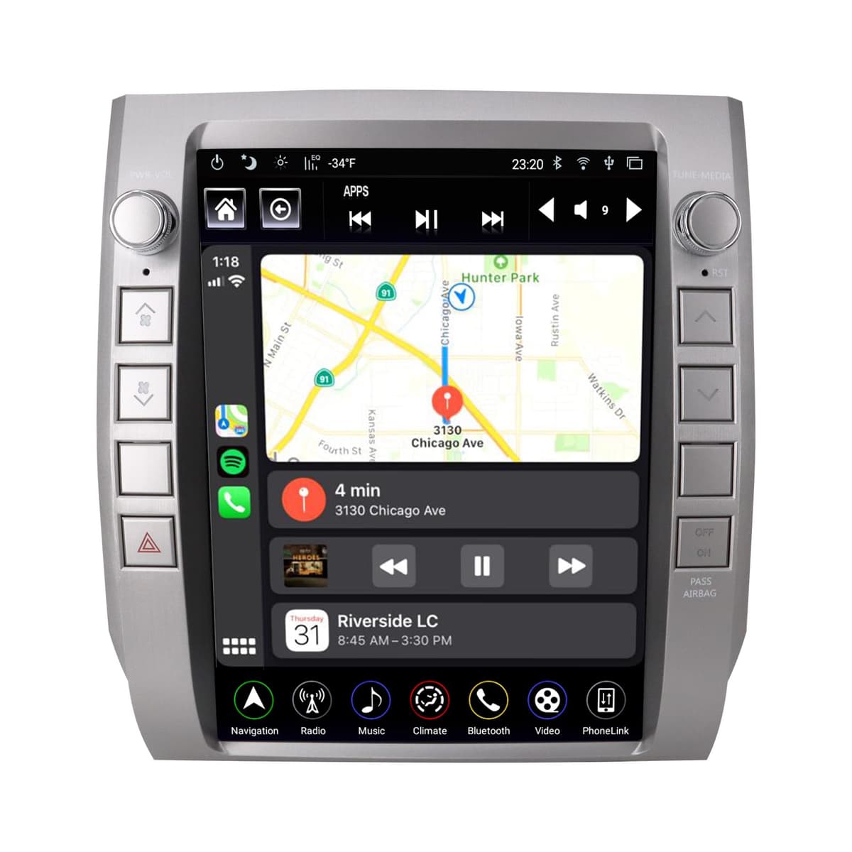 UNIMEAUTO LINKSWELL Radio Reemplazo T-Style 12.1" para Toyota Tundra 2014-2020 con CarPlay/Android Auto