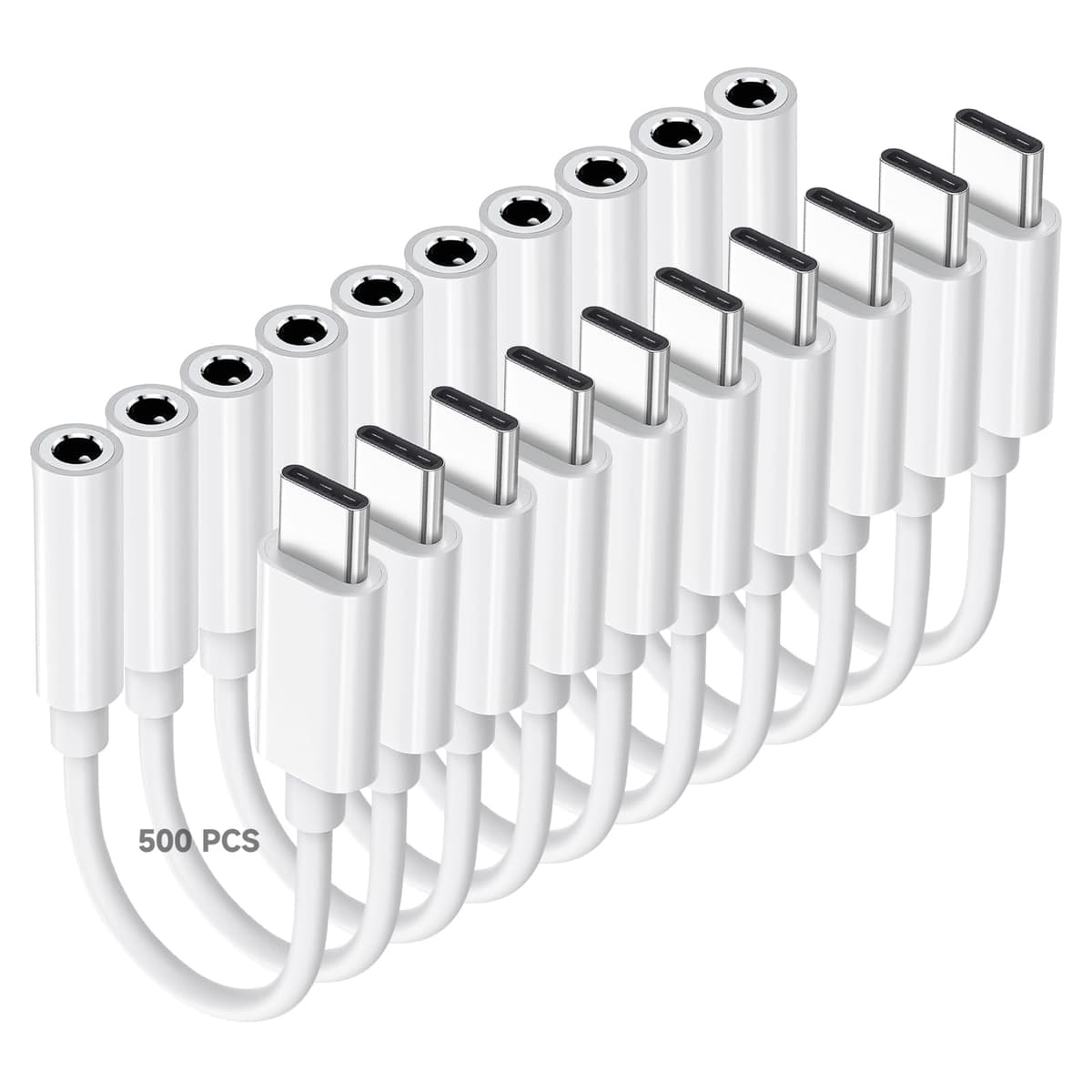 Htrenc Adaptador USB C a Jack de Auriculares 3.5mm para iPhone 17/ iPhone 16/16 Pro/15/15 Pro/Pro Max/Plus, Cable Dongle Aux Tipo C Compatible con iPad, Samsung Galaxy S23/S23/S22/S21, MacBook (Paquete de 500)