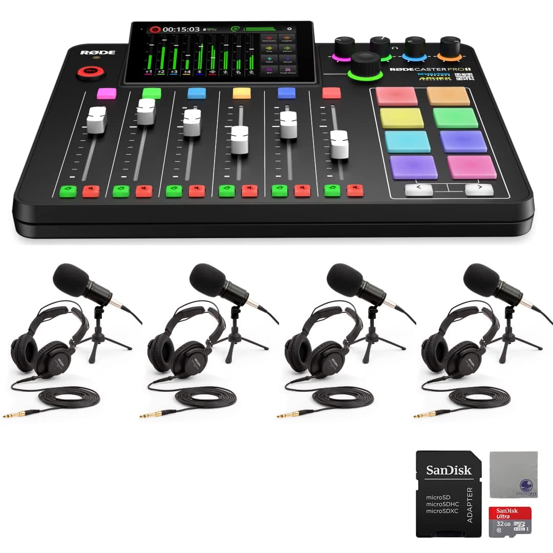 StreamEye Rode RODECaster Pro II Bundle con 4x Zoom ZDM-1, microSD 32GB y paño RCPII | ZDM1-PMP x4