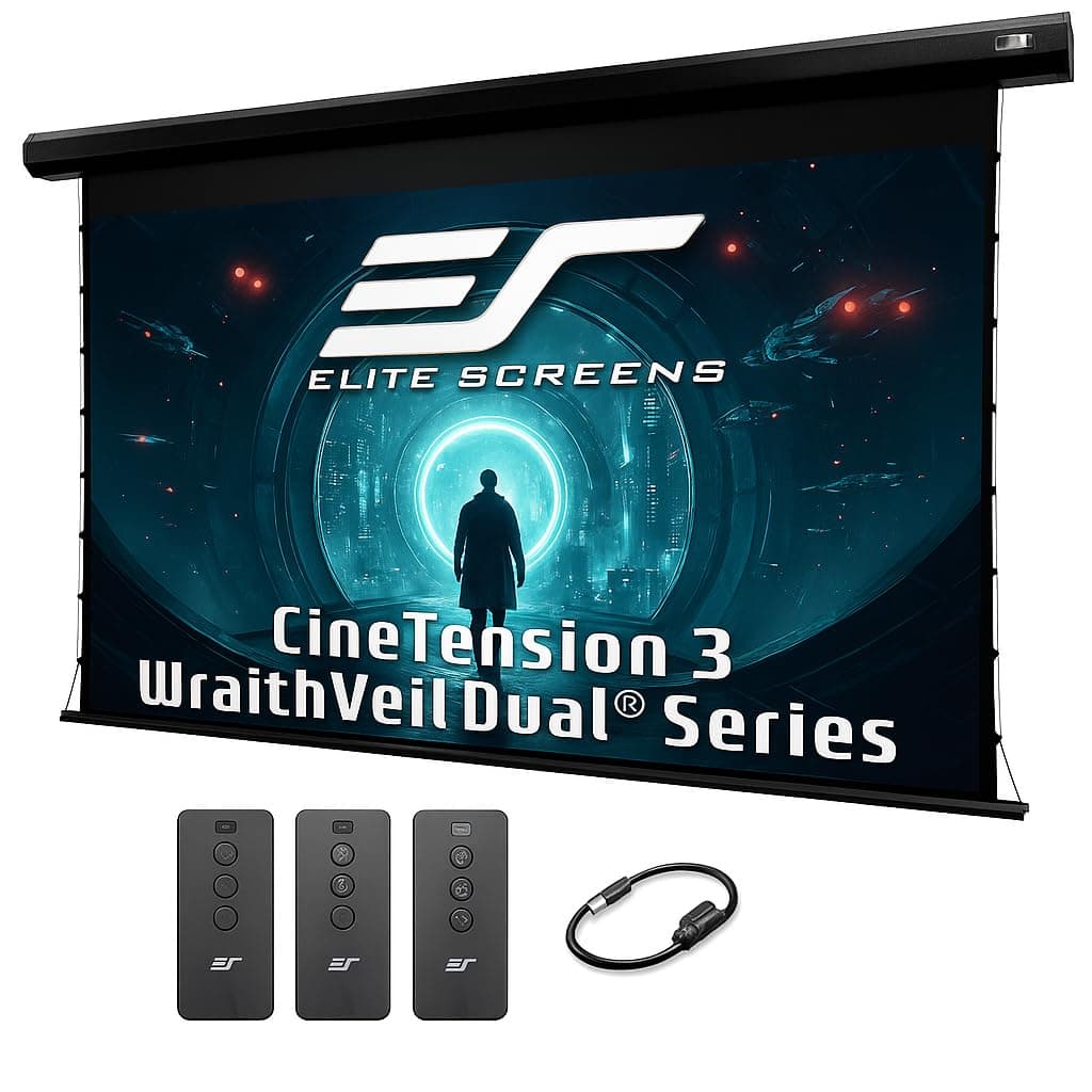 Elite Screens CineTension 3 WraithVeil Dual 110" 16:9 Motorized Tab-Tension (TE110HR3-DUAL)