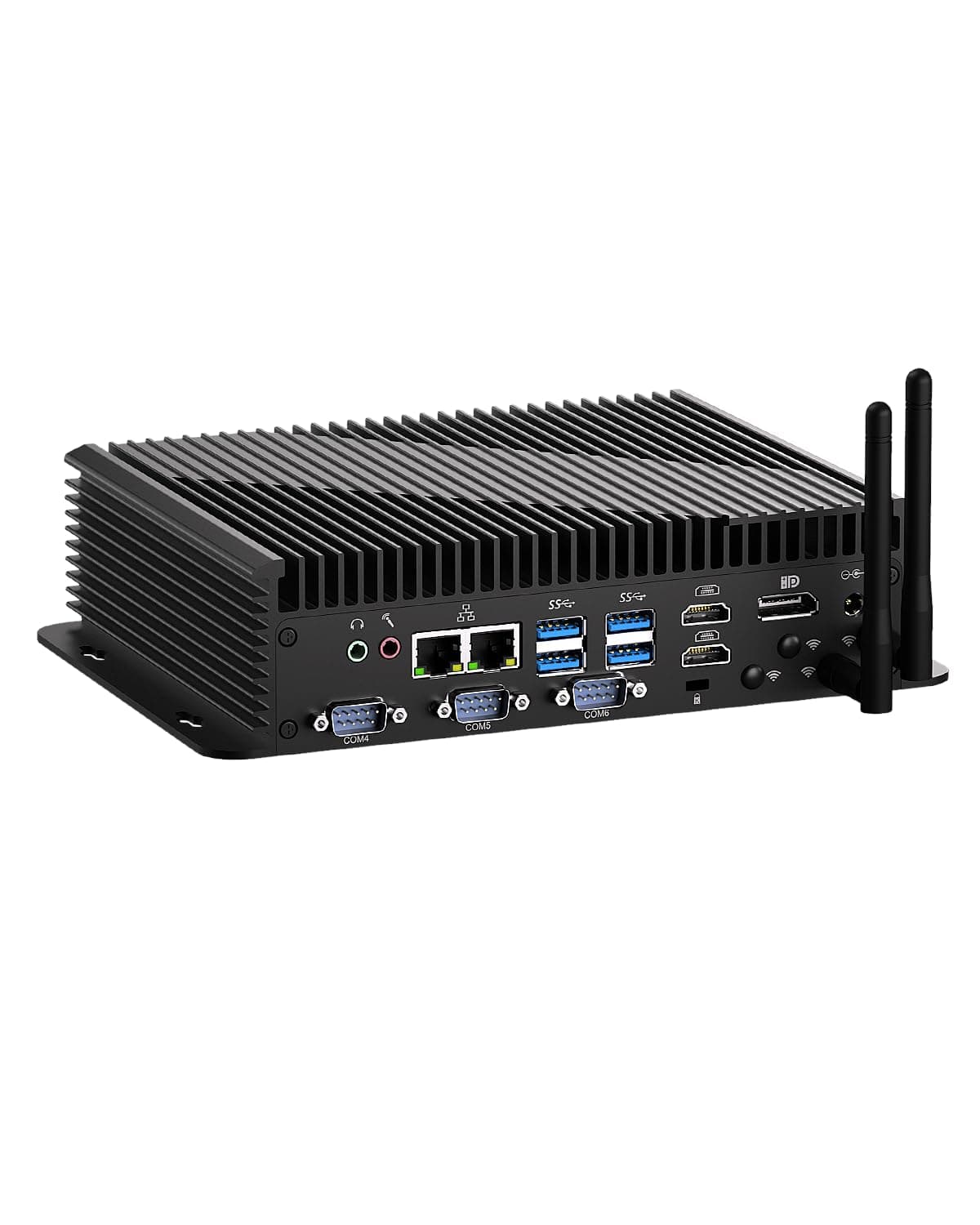 WEIDIAN Mini PC industrial i5-1235U FH4-Fan, 9~36V, 64GB DDR5, 1TB NVMe + 2TB HDD, 6xCOM, 3xDisplay, 2x2.5G LAN