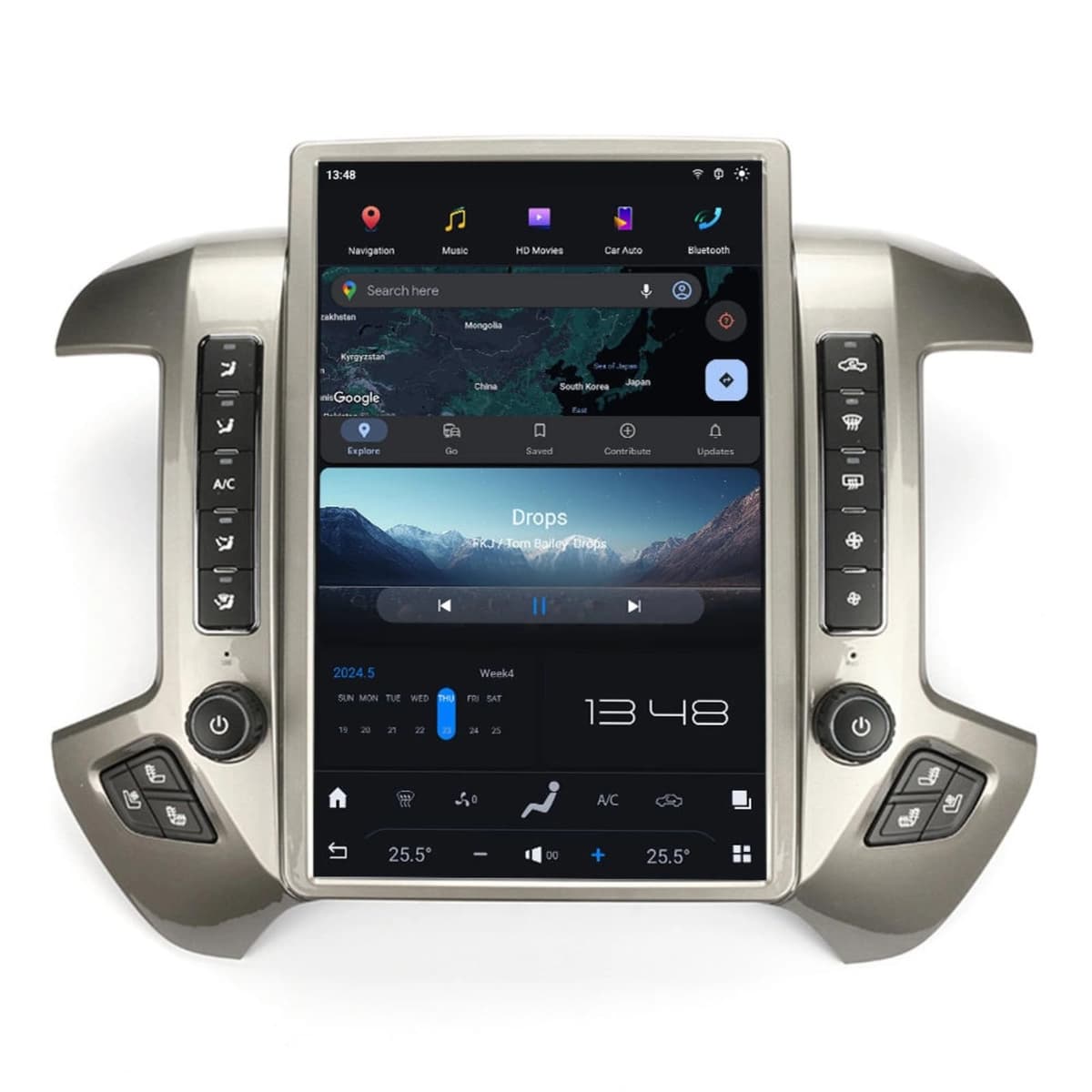 SHZSR Pantalla Vertical 15.6" Android 13 para Silverado 1500 & GMC Sierra 2013-2018, Retiene CD y A/C, 8GB+128GB, CarPlay inalámbrico 15.6” for 2013-2018 Year