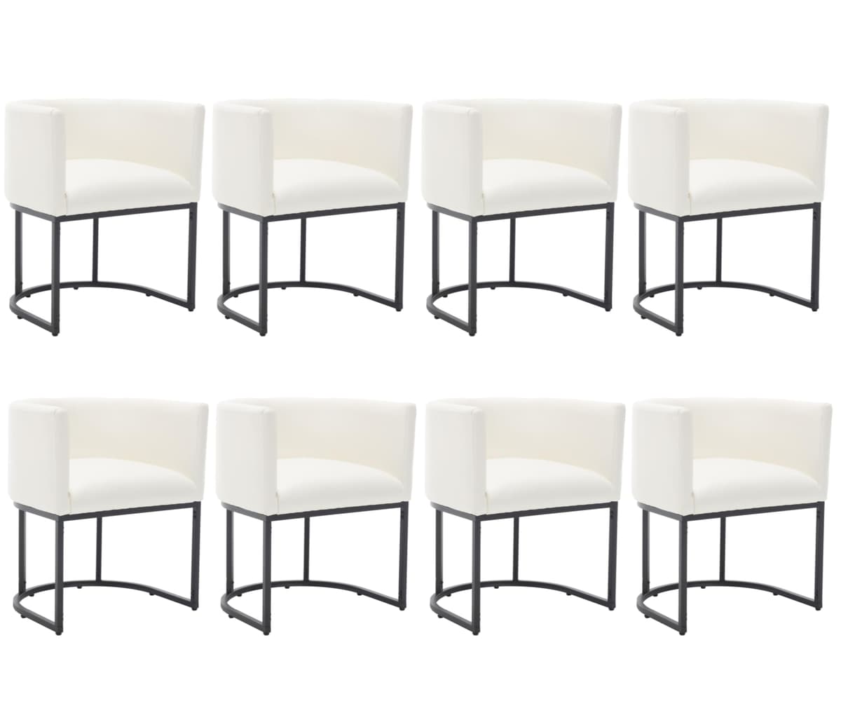 BESTANO Sillas de comedor de cuero sintético juego de 8 con base metálica negra, 18.5" de ancho, blanco 85d6705c-0f5a-4c48-9dc4-e32ed4f5b1ec