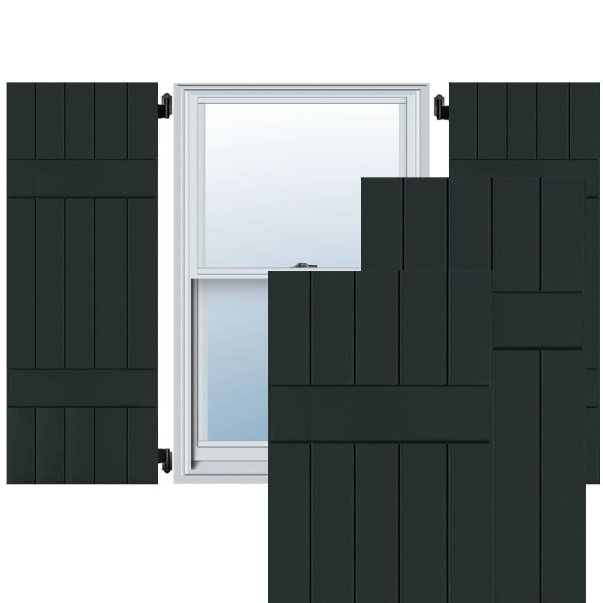 Ekena Millwork RWB18X033DGM persiana exterior de madera auténtica Board-n-Batten 18" x 33" Dark Green