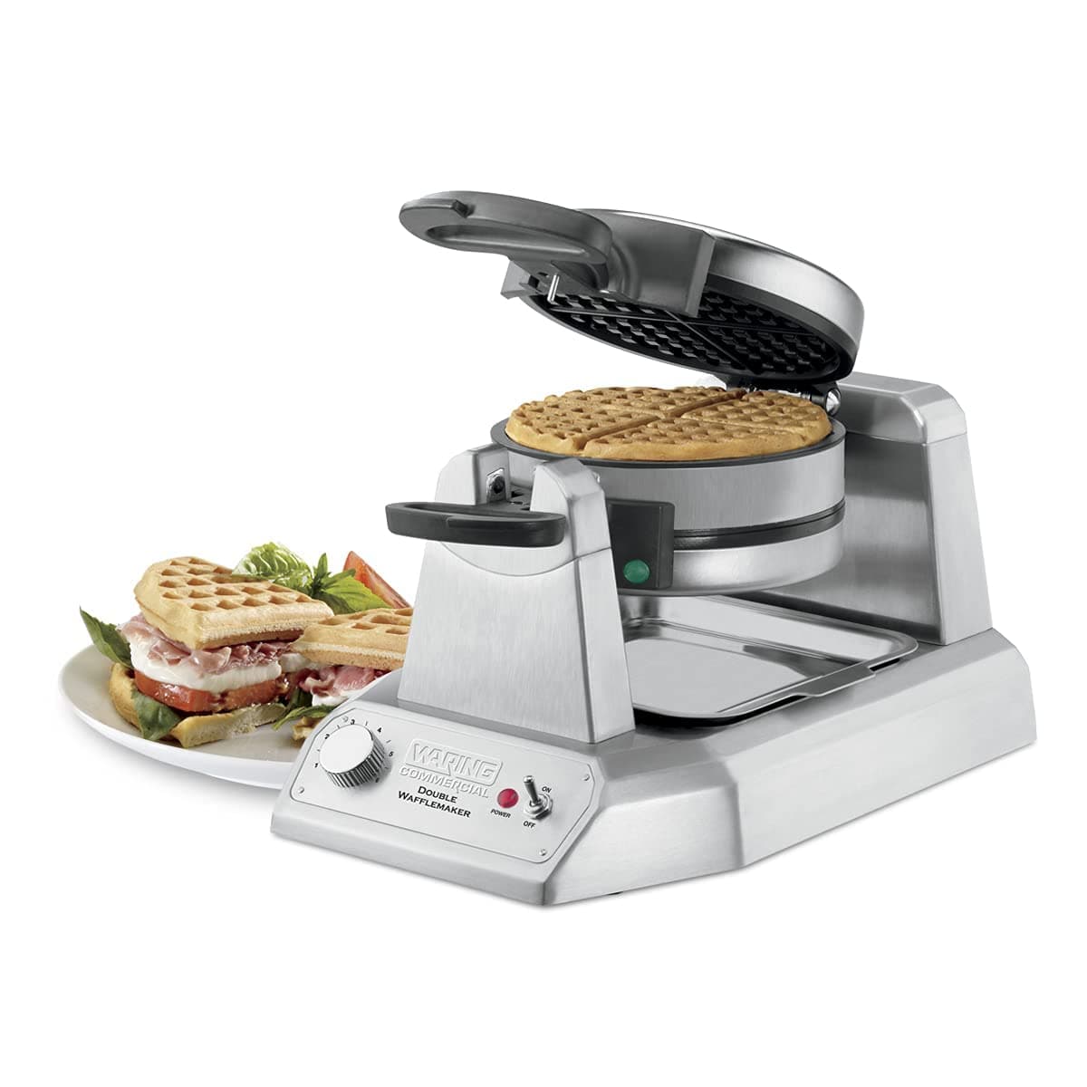 Waring Commercial WWD200 Classic Double Waffle Maker, 120V, 1400W, Vertical, Placas antiadherentes