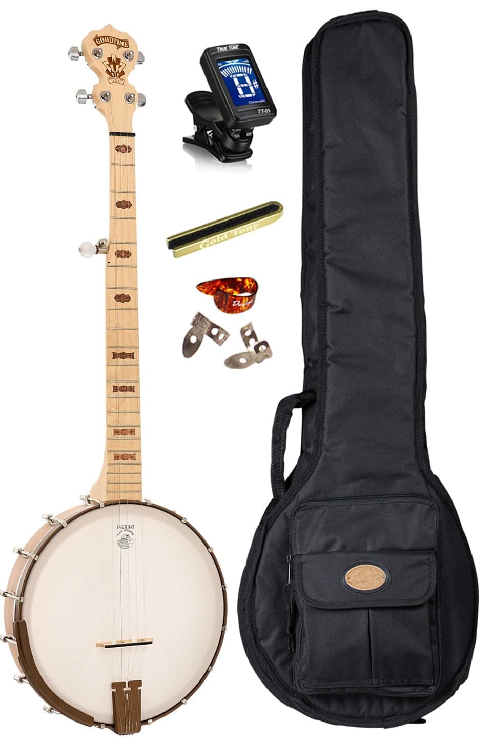 Instrument Alley Deering Goodtime 5-String Openback Banjo Art Deco con Combo de Accesorios DECO-GT-IAB