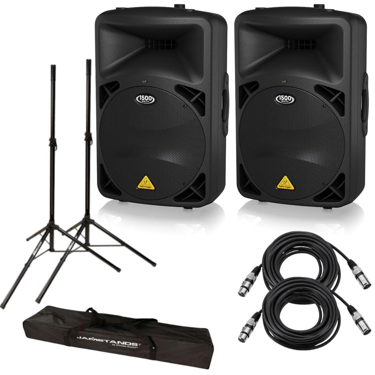 Behringer EUROLIVE B615D 2-Pack Paquete de Bafles Activos 15" 1500 W con Soportes y Cables B615D A
