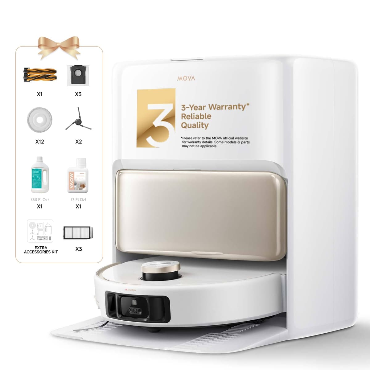 Mova V50 Ultra Complete Robot Vacuum and Mop Self-Cleaning - 24,000 Pa de succión, navegación elevable y sistema DuoSolution para mascotas RLV72LE-1