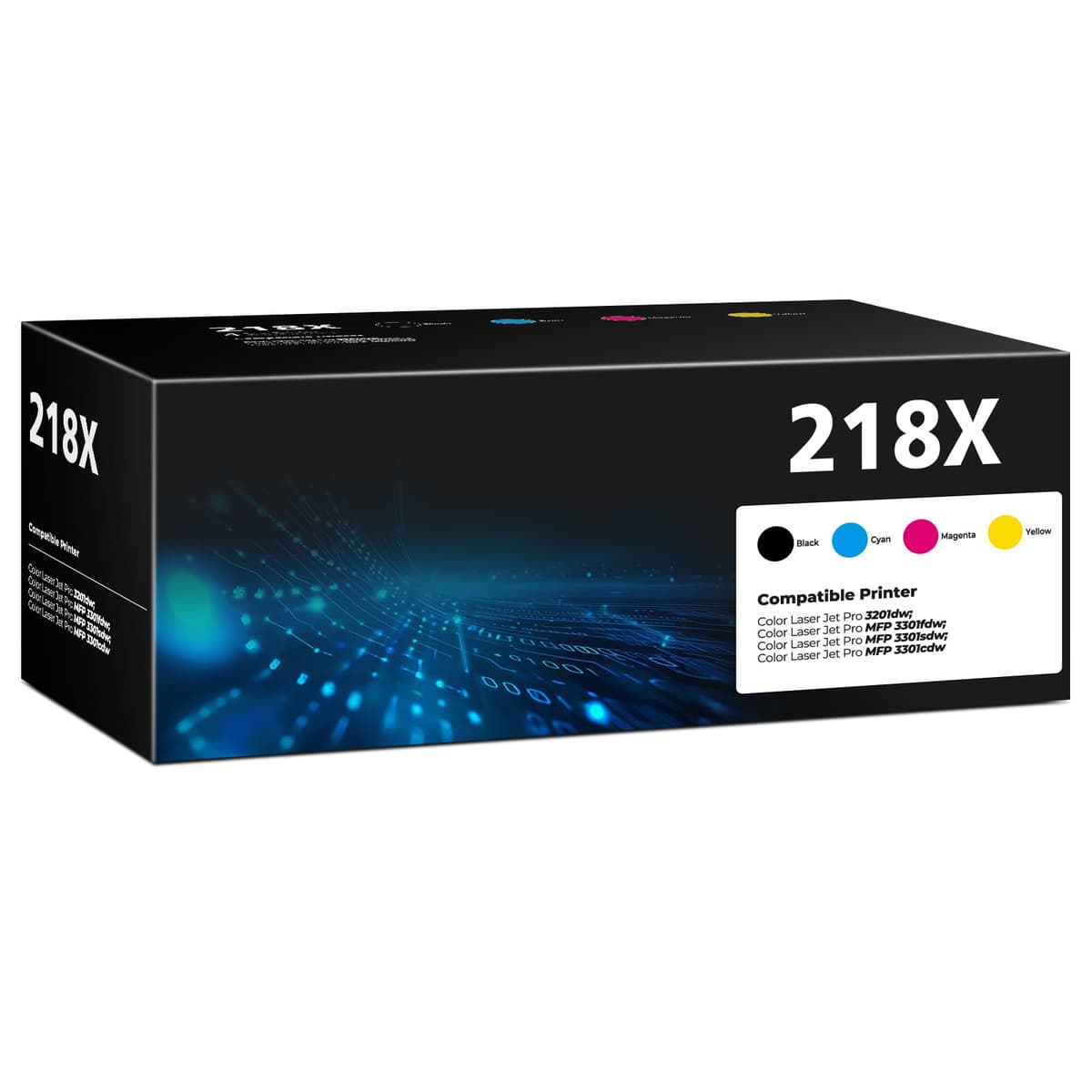 Diegees Pack 4 cartuchos de tóner 218X/218A compatibles con HP Color LaserJet Pro 3201/3301 (con chip) 218X-4P