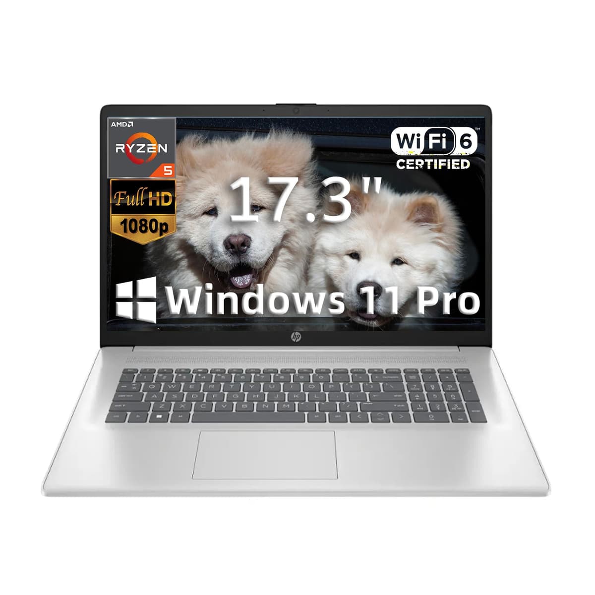 HP 17.3" Laptop empresarial para estudiantes, AMD Ryzen 5 7430U de 6 núcleos, pantalla FHD IPS (1920 x 1080), Wi-Fi 6, Windows 11 Pro, 32 GB RAM, SSD de 2 TB, plateado natural HP Laptop 17