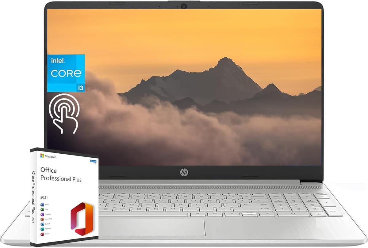 Portátil HP para Negocios y Estudiantes, 15.6" HD Táctil, Intel i3-1215U de 6 Núcleos, 16GB RAM, 512GB SSD, Gráficos Intel UHD, Windows 11 Home, con Licencia Vitalicia de Microsoft Office HP Laptop