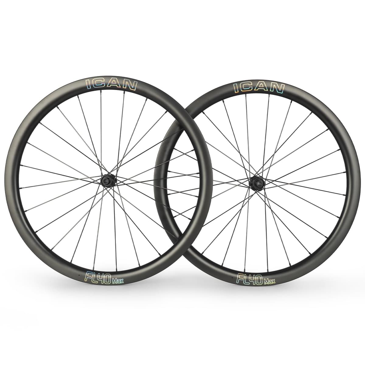 ICAN FL40 Max Juego de Ruedas de Carbono Disc 700C (23mm interno) 36T Ratchet - Compatible Road HG FL-40-Max-Disc-Shi
