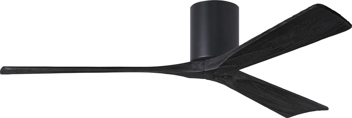 Matthews IR3H-BK-BK-60 Irene Ventilador de Techo Empotrable Resistente a la Humedad de 60" con Control Remoto y Control de Pared, Motor DC Silencioso, 3 Aspas de Madera Maciza, Negro Mate