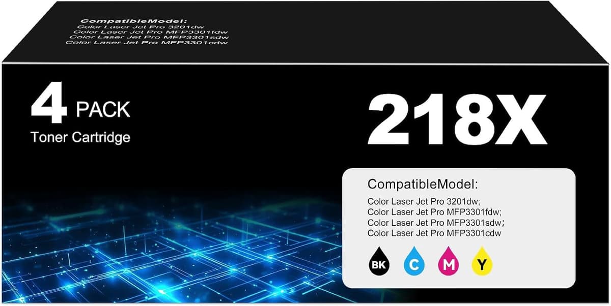 DEEIYUER Toner compatible 218X para HP 3301sdw/3301fdw/3201dw 4 pack (1BK+1C+1M+1Y) 4PK-218XFBA