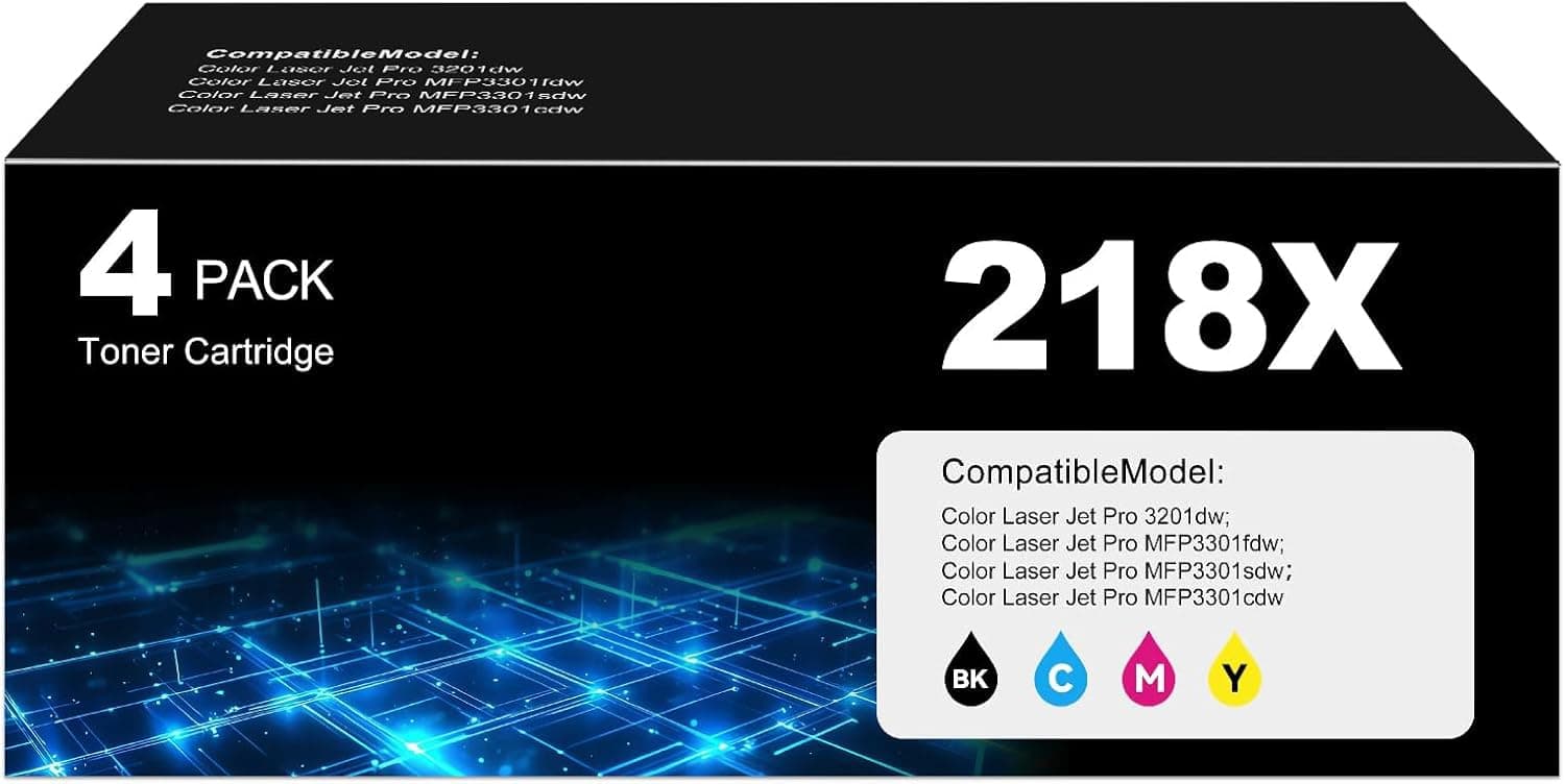 DEEIYUER Toner compatible 218X para HP 3301sdw/3301fdw/3201dw 4 pack (1BK+1C+1M+1Y) 4PK-218XFBA