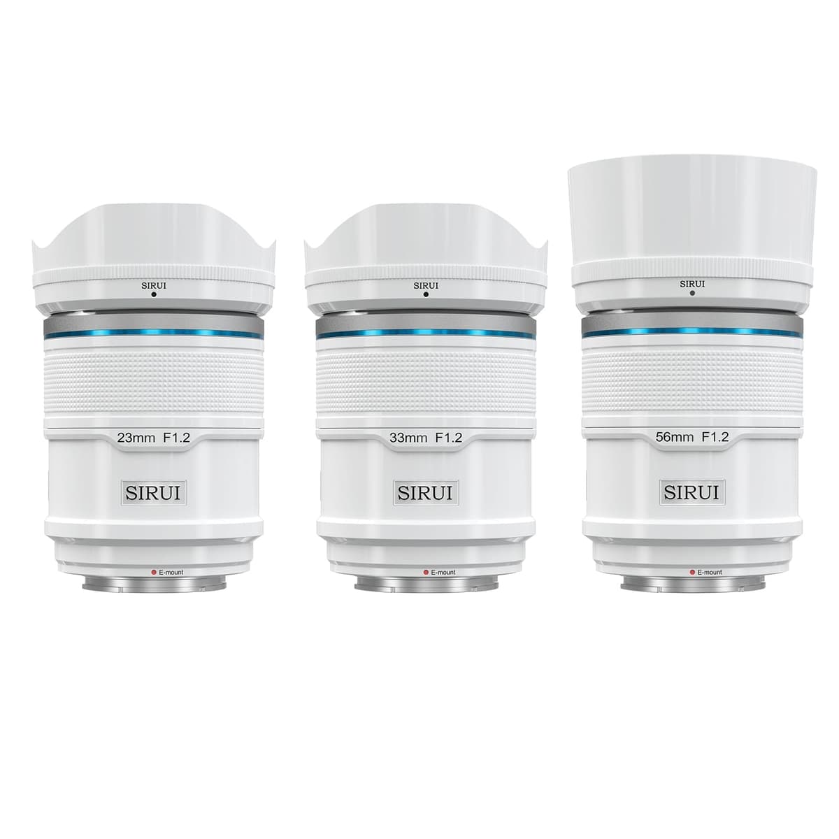 SIRUI Sniper Set de Lentes AF F1.2 - 23mm, 33mm, 56mm (E Mount, Blanco) AS-3S-EW-SC
