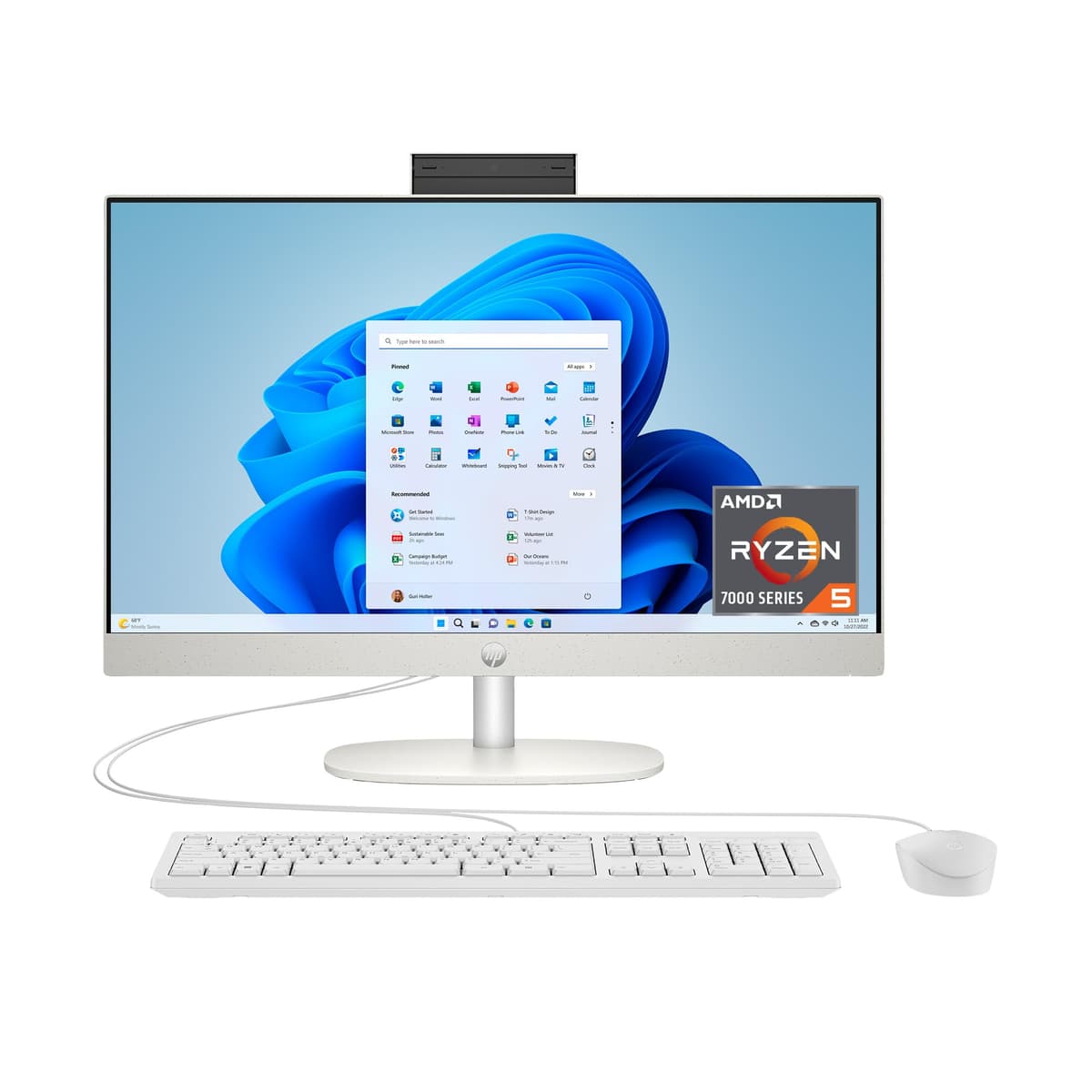 HP PC Todo en Uno de 24 pulgadas, pantalla FHD, AMD Ryzen 5 7520U, 8 GB RAM, 256 GB SSD, gráficos AMD Radeon, Windows 11 Home, 24-cr0002 (2024) B05CZAA#ABA