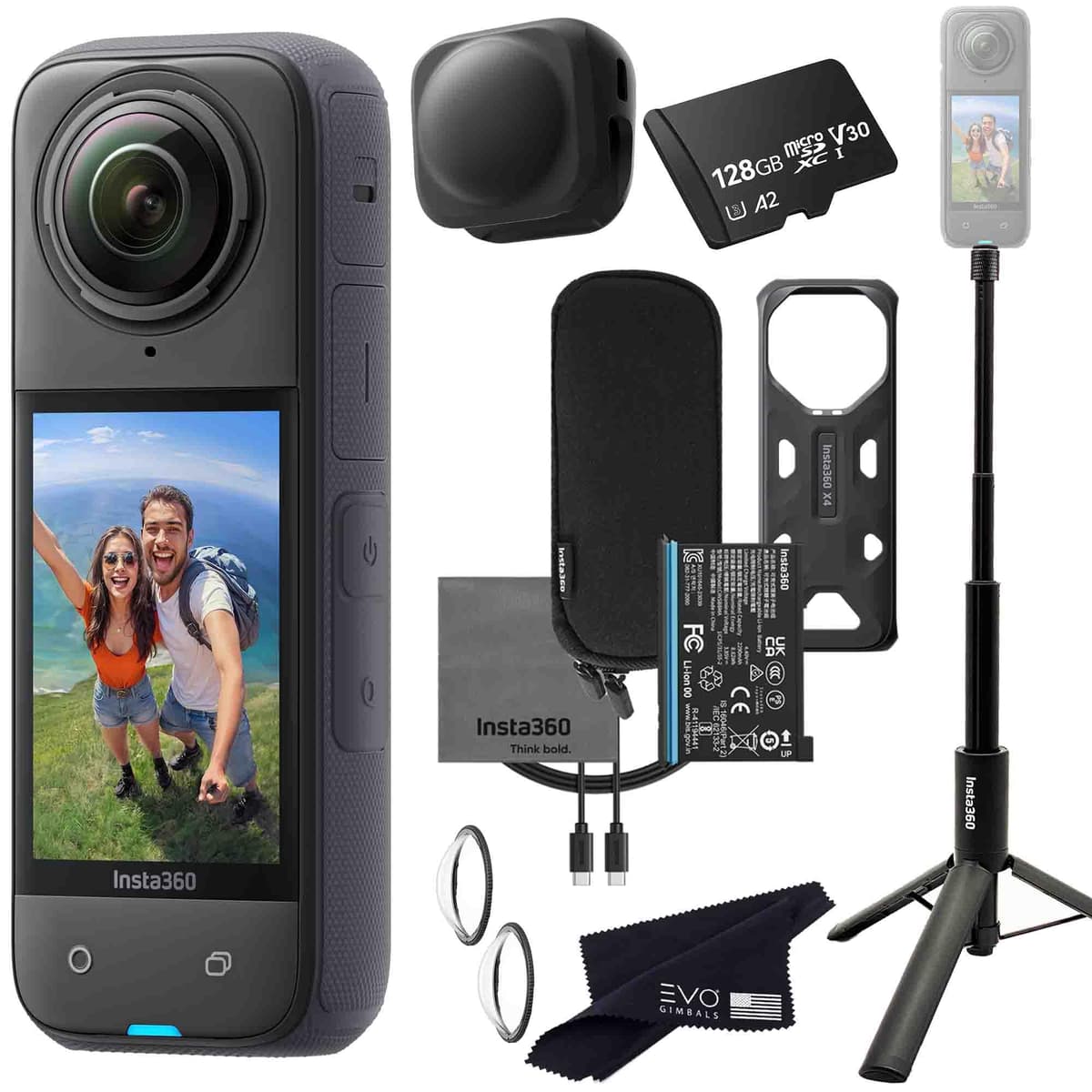 Insta360 X4 Tripod Selfie Stick Bundle - Cámara 8K 360 con trípode (128GB)