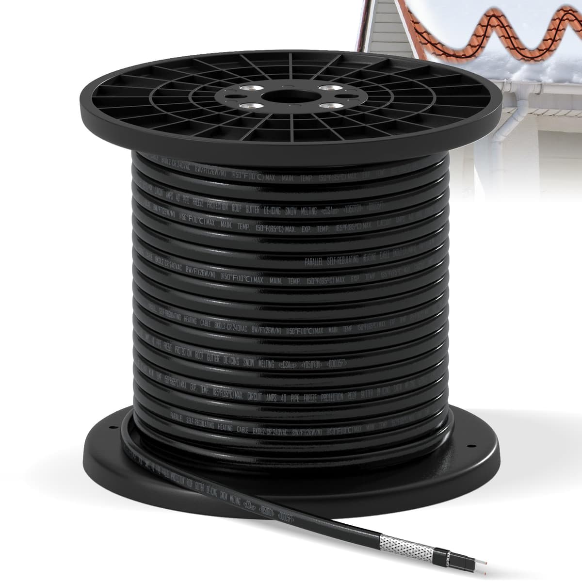 YeloDeer Cut-to-Length Roof & Pipe Heating Cable 240V 500Ft 8W/ft CSA