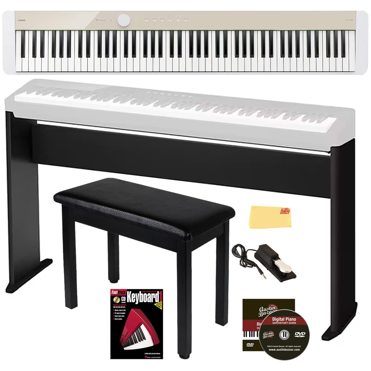 Casio PX-S1100 Privia Mellow Beige Bundle con CS-68, Banco, Pedal Sustain, Libro y DVD AUS-PX-S1100MB-COMBO-DLX
