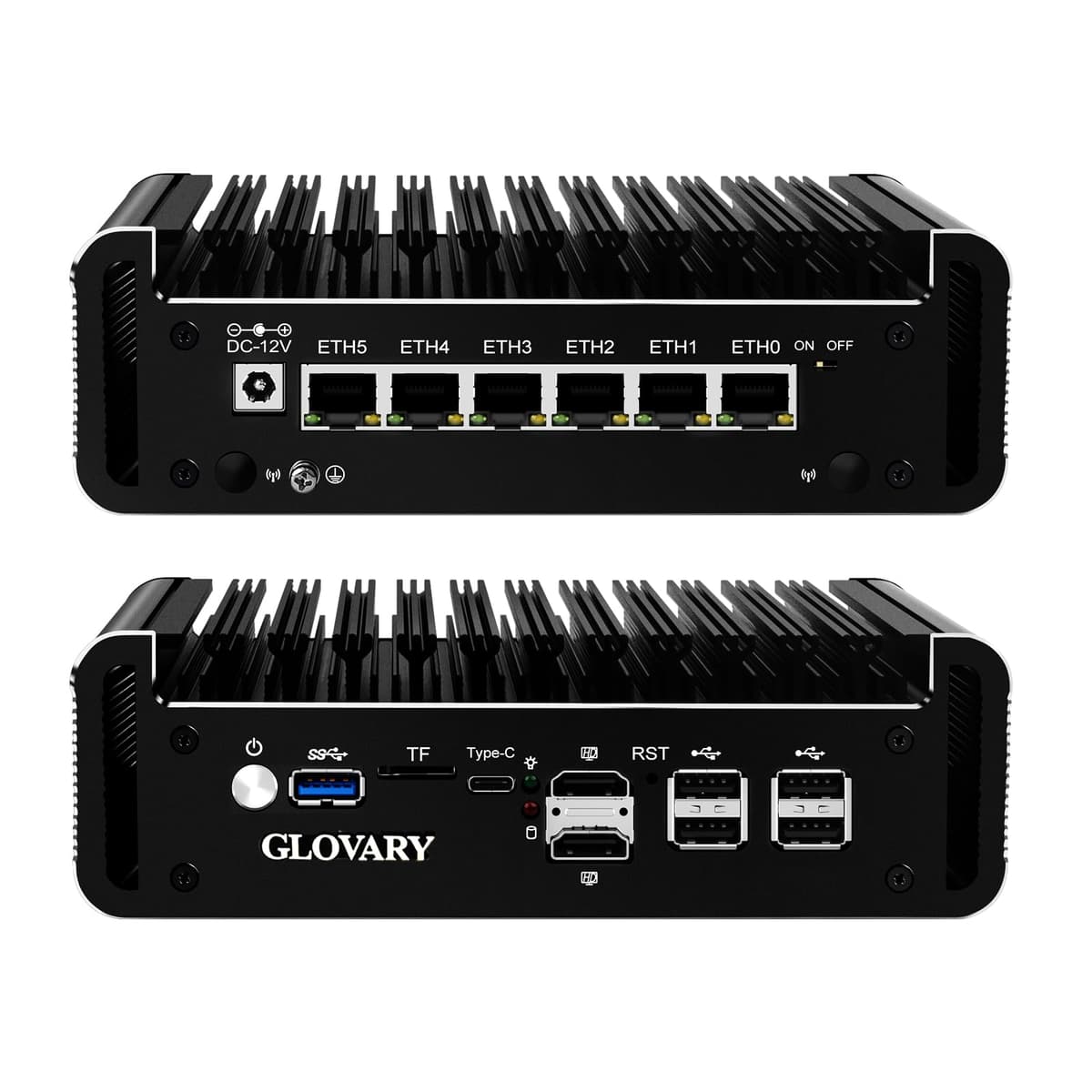 Glovary Mini Firewall PC N150 - 6 x i226V 2.5GbE, DDR5,2x M.2 NVMe, Fanless N150-6L-16-512