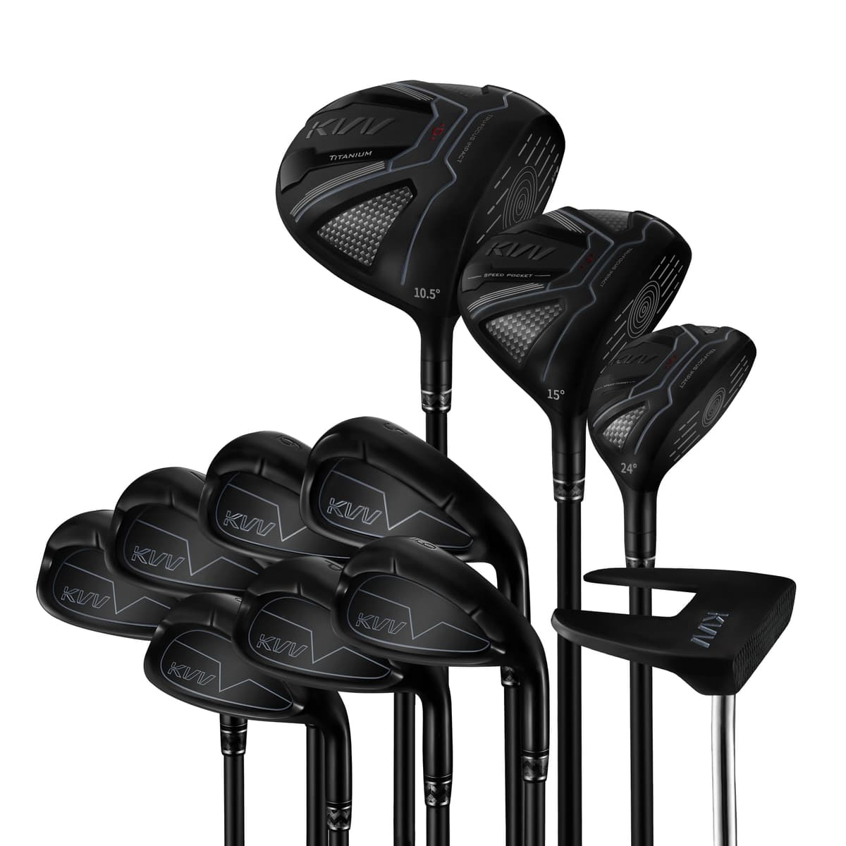 Set de palos de golf KVV ultraligero 11 piezas con shafts de grafito y driver de titanio, diestros, sin bolsa