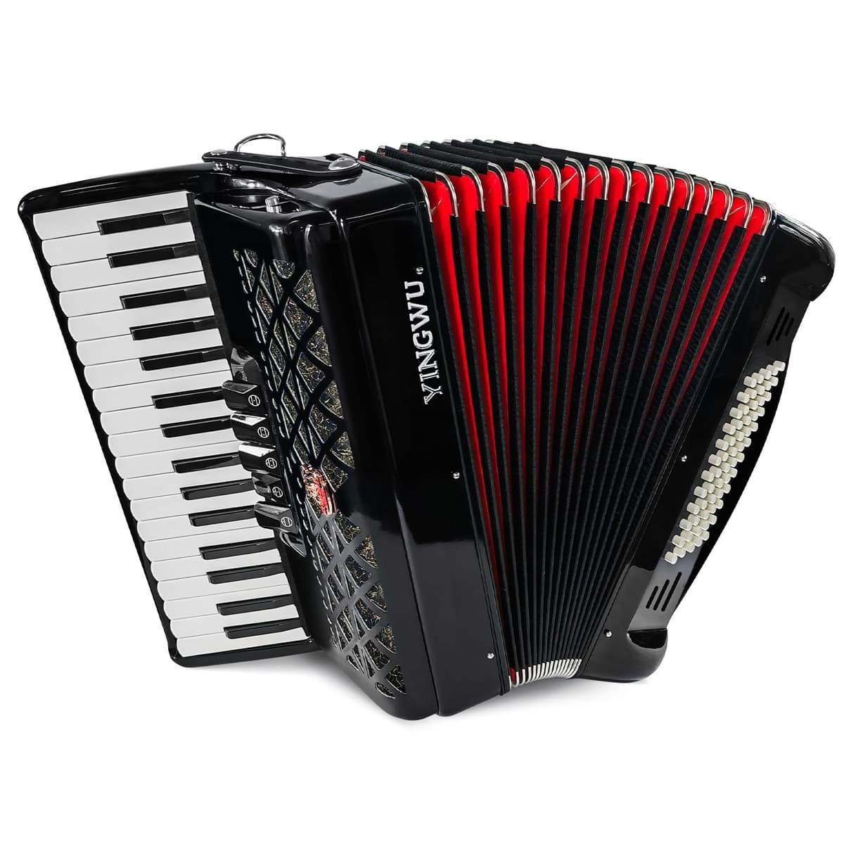 YINGWU Acordeón 34 teclas 60 bajos premium para principiantes y profesionales (Negro) yingwu-34-60