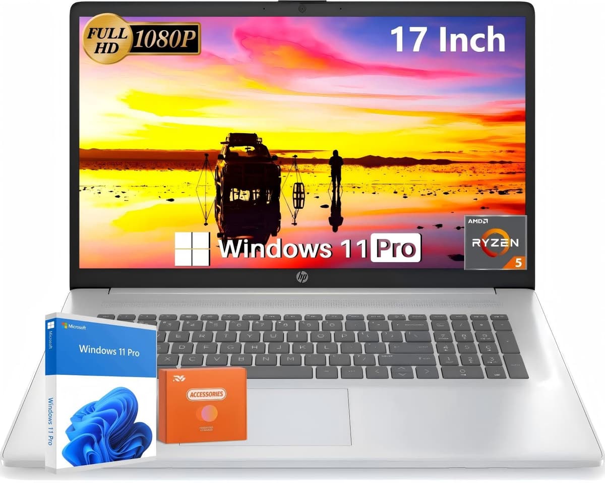 HP 17" Laptop Ryzen 5 7430U, 64 GB RAM, 2 TB SSD, 17.3" FHD IPS, Windows 11 Pro HP Laptop