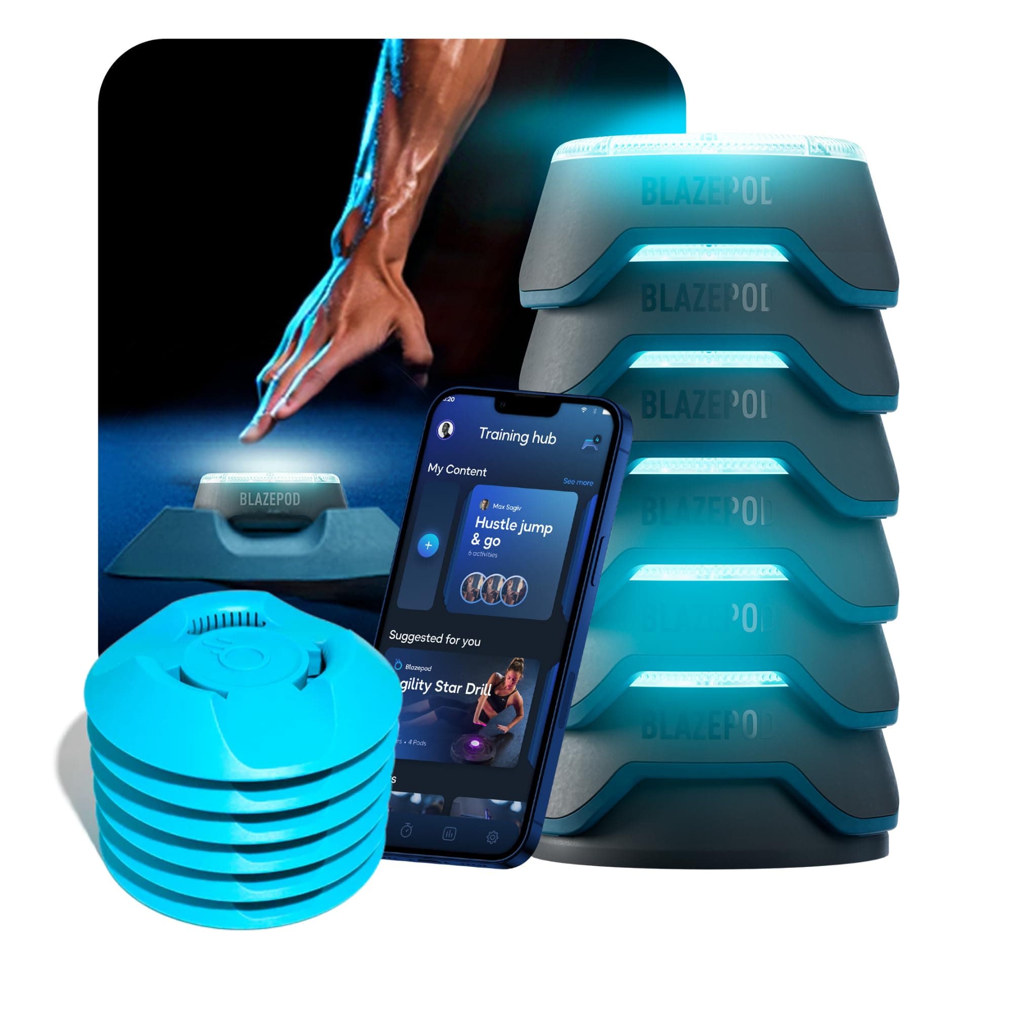 BlazePod Reaction Training Kit - Smart Pods para drills de velocidad, agilidad y cognitivos - Trainer Bundle - Acceso a app incluido (6 Pods + 6 bases X Pod) * PEDIDO!